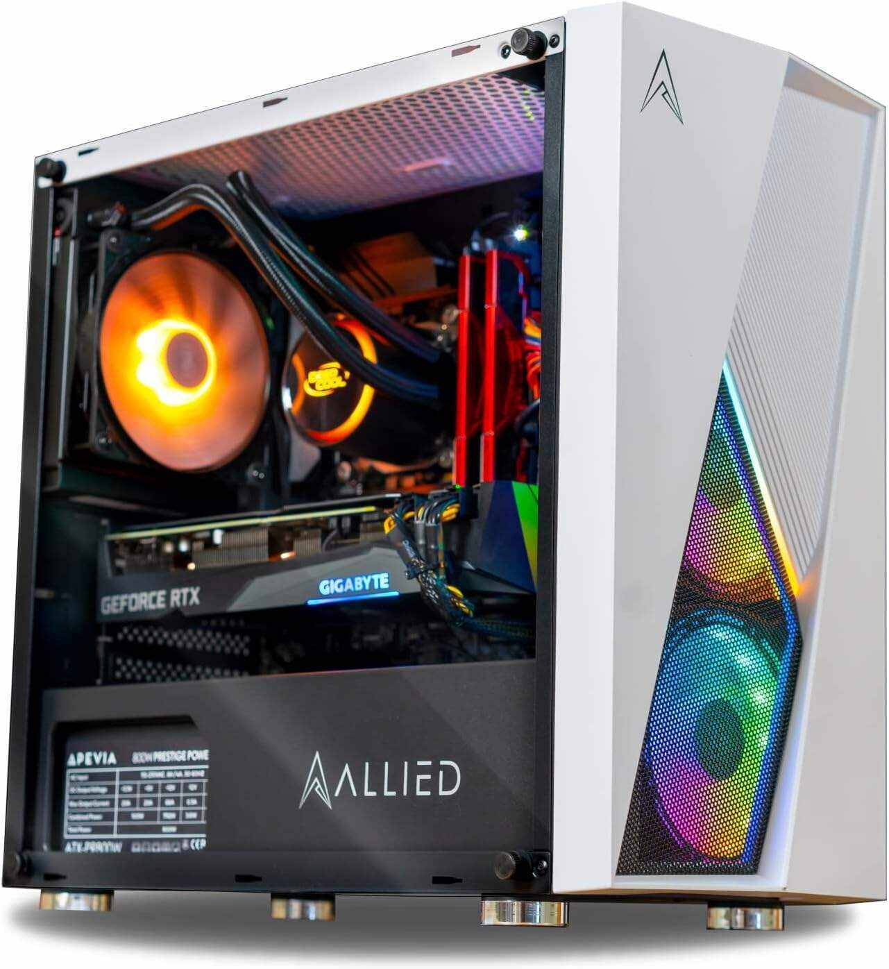 ALLIED GAMING Stinger Desktop PC: Intel i7-10700F, GeForce RTX 3080 10GB, 16GB DDR4 3200MHz, 500GB PCIe NVMe SSD, B460M Motherboard, 800 Watt 80+ Gold Power Supply, ARGB Fans, WiFi Ready