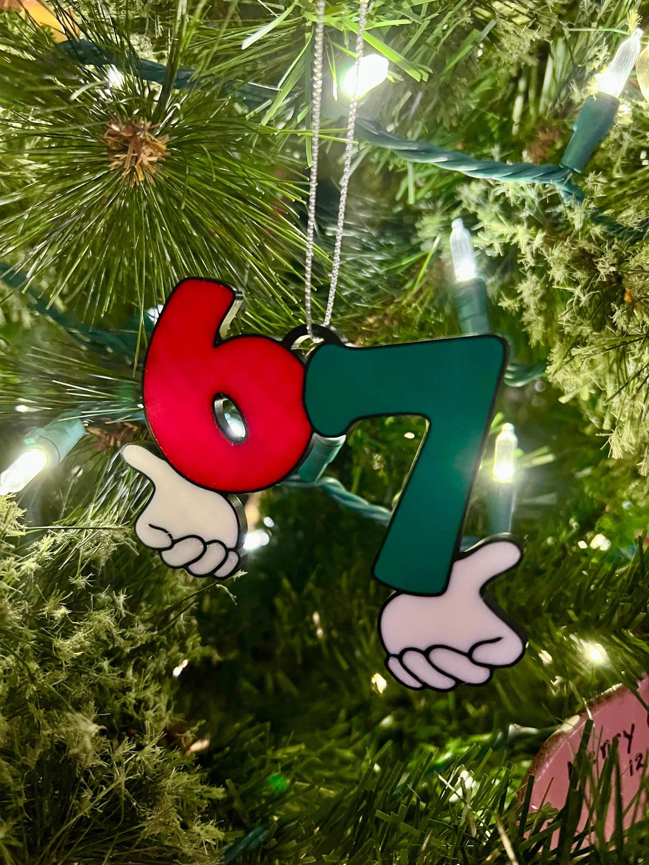 Funny “6-7” Hand Gesture Ornament