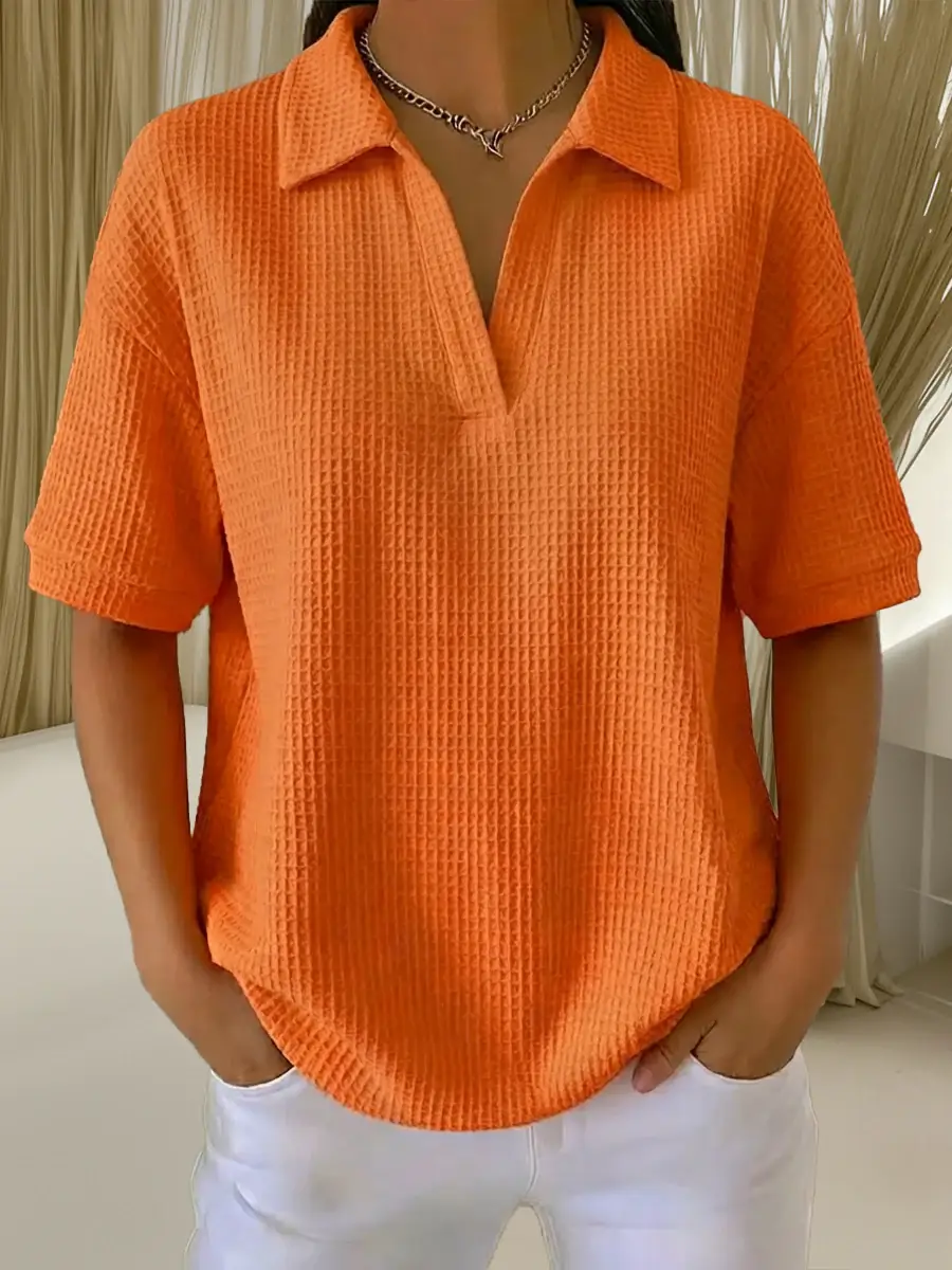 🔥Summer Arrivals🌟Casual Waffle-knit Short-sleeved Cotton Top