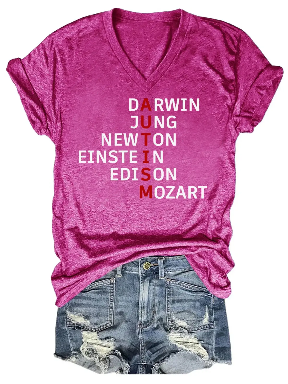 Women's Autism Awareness Monogram Casual T-shirt