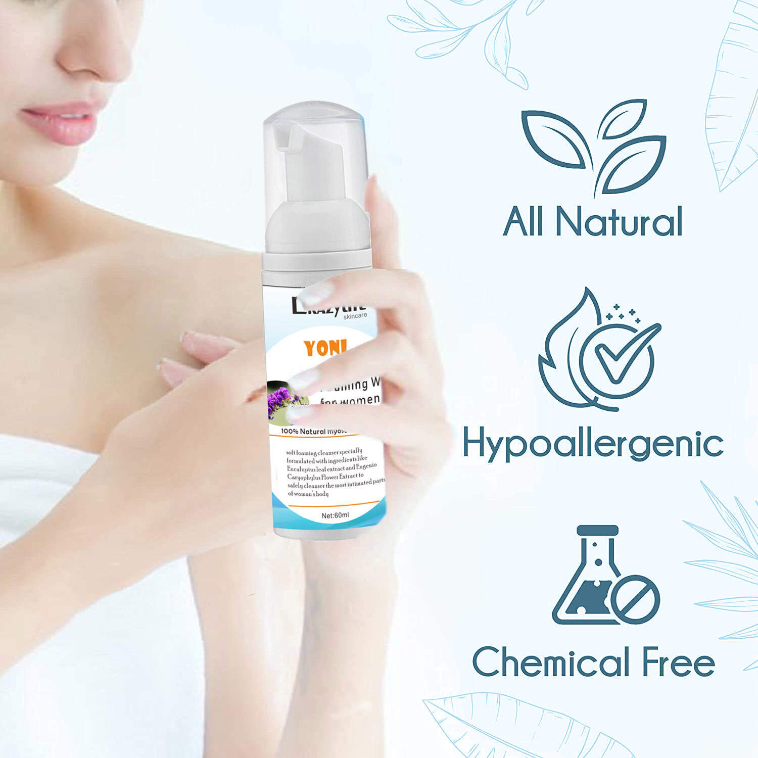60ml Crazylife Yoni Foaming Wash Cleaner For Women