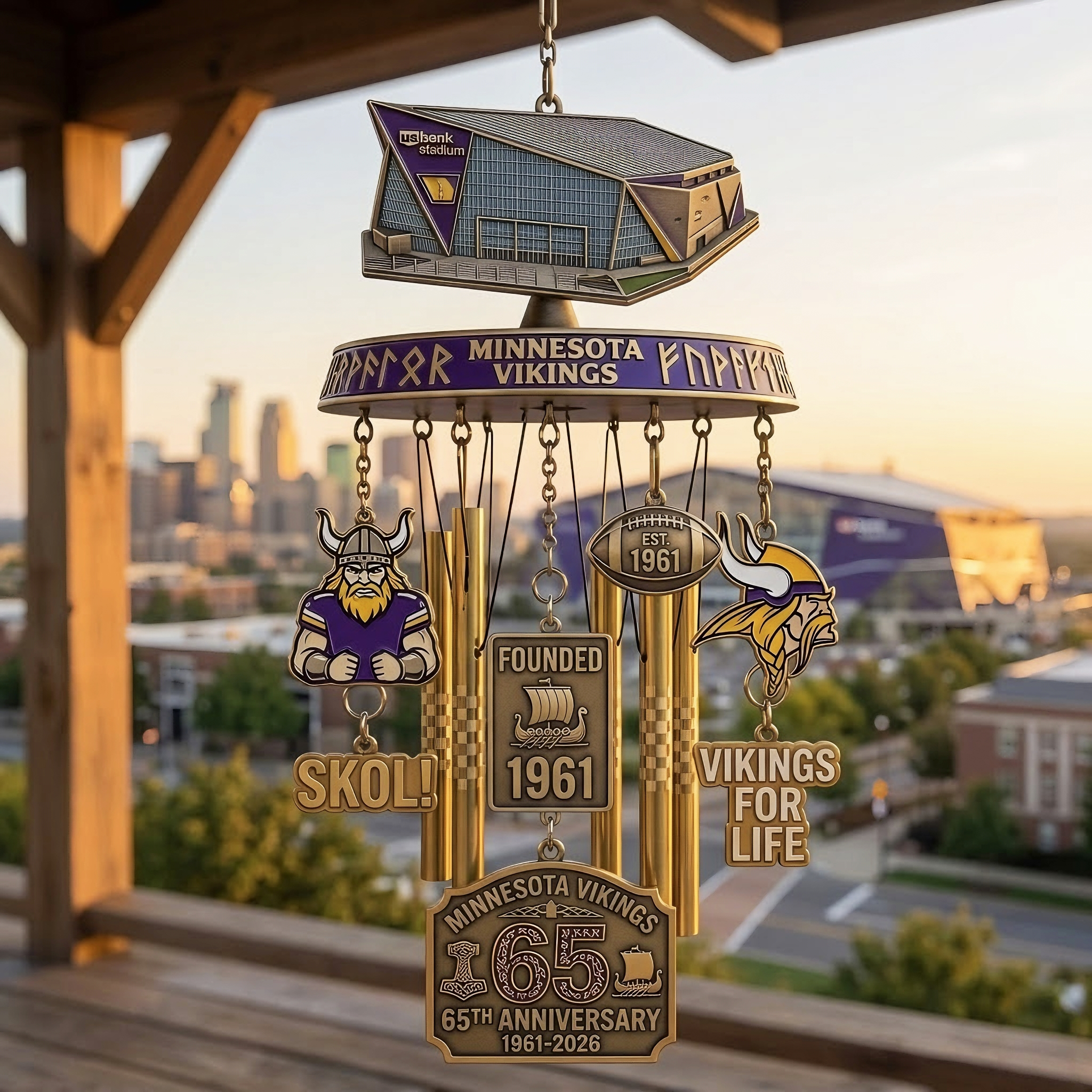 Minnesota Vikings 65th Anniversary Commemorative Wind Chime