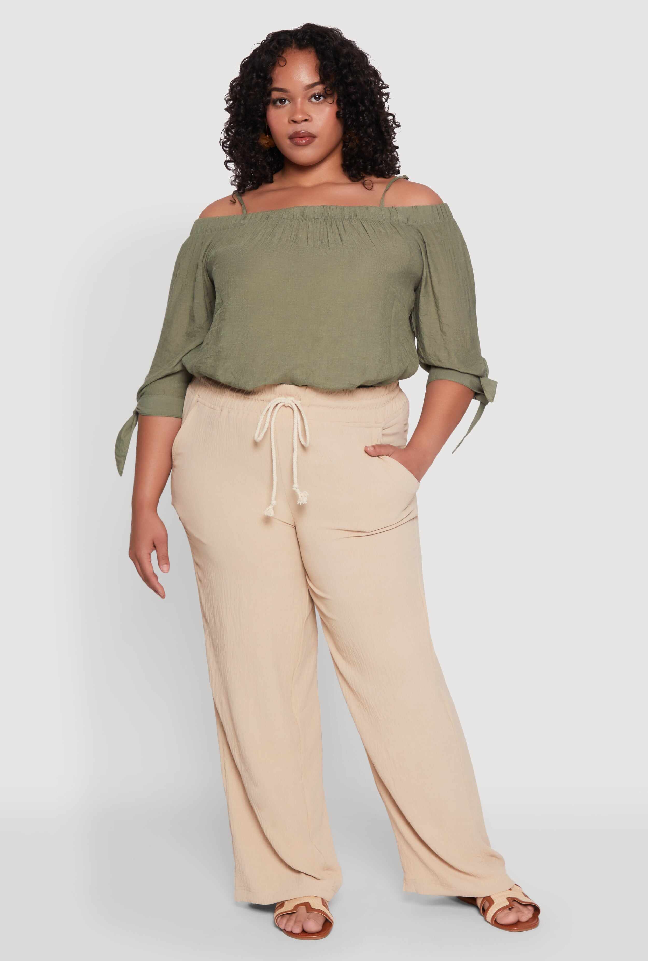 Plus Size Airy High Waisted Palazzo Pants