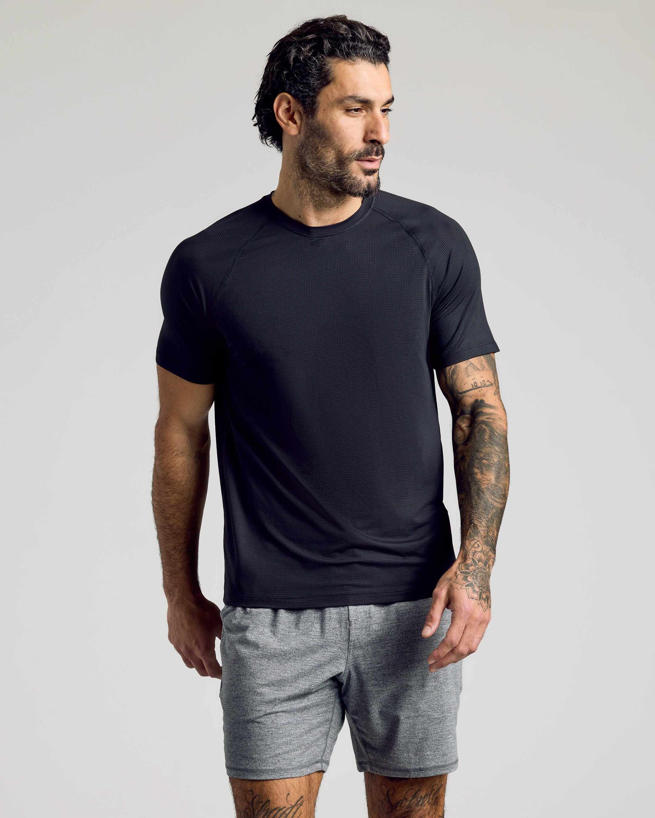 Black Active Mesh Crew