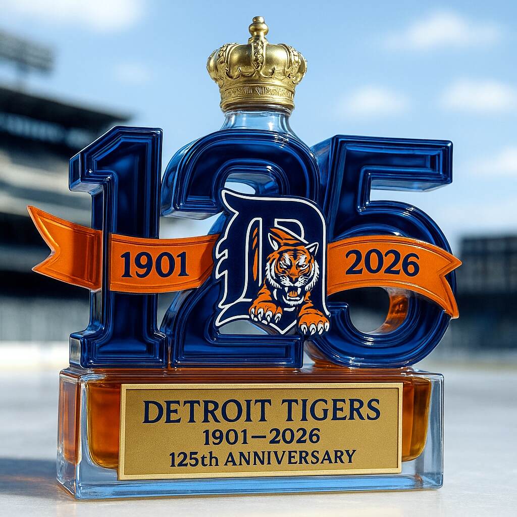 Detroit Tigers 125th Anniversary Whiskey Bottle