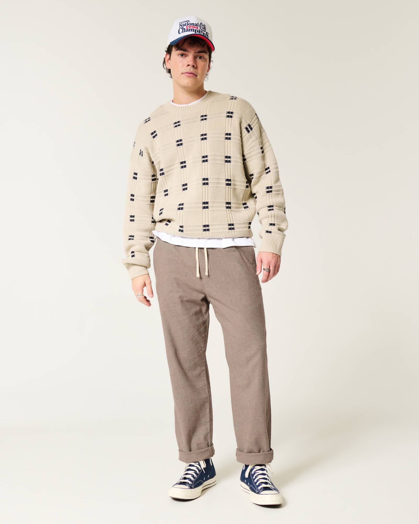 Linen-Blend Loose Pull-On Pants
