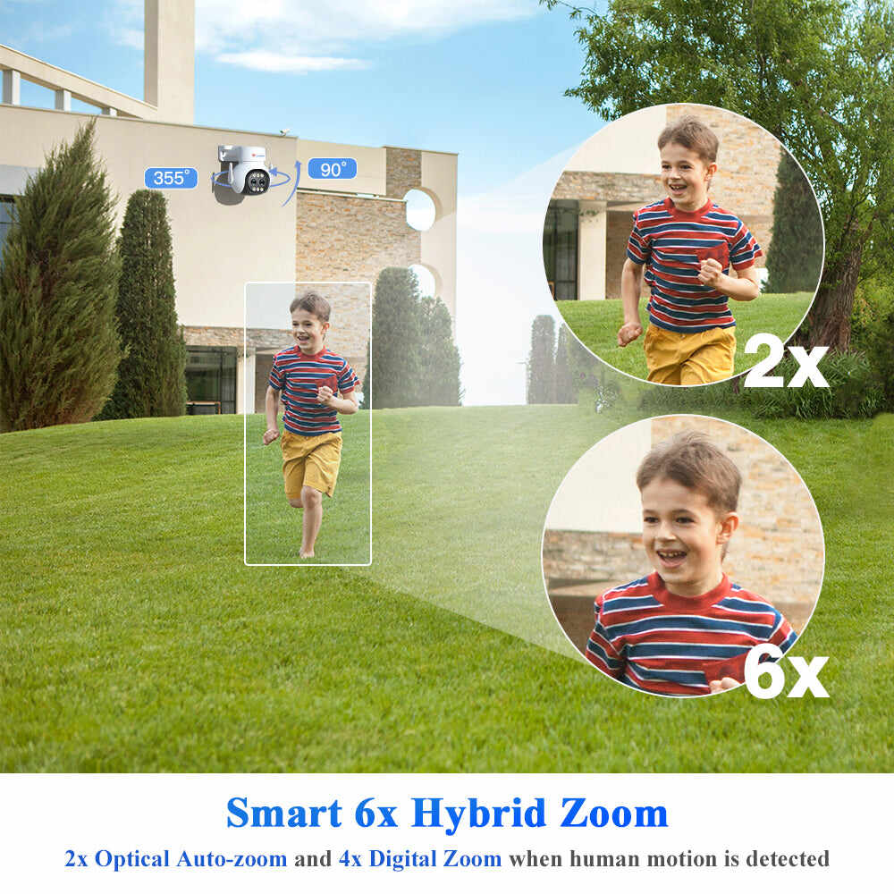 【ONLY $ 29.99】Ctronics 6X Hybrid Zoom Dual Lens 1080P HD WIFI Surveillance Camera with Human Detection and Auto Tracking