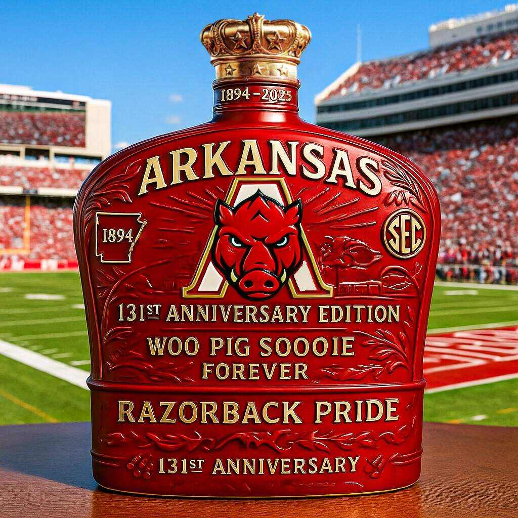 Arkansas 131st Anniversary Whiskey Bottle