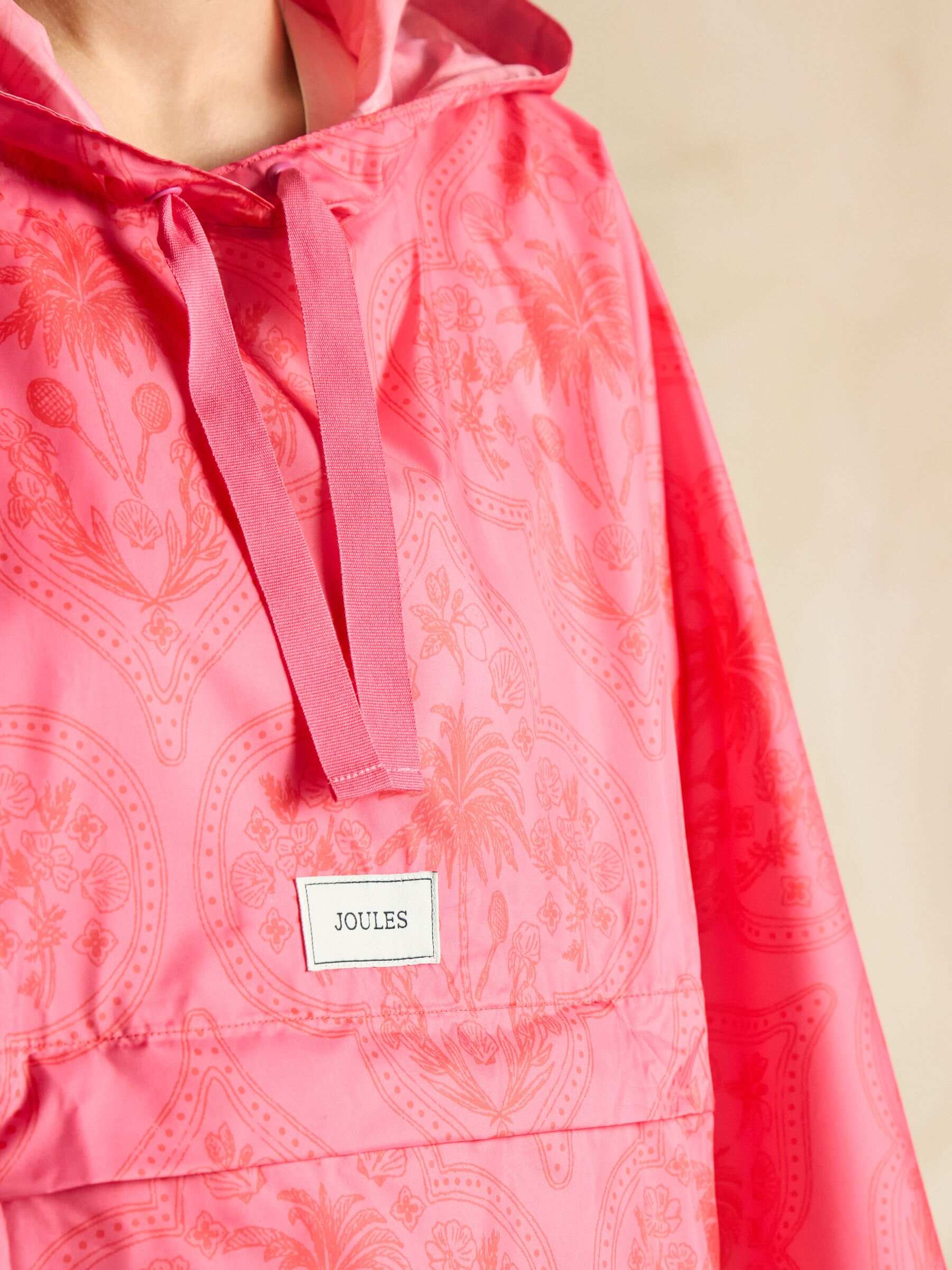 Elstow Pink Packable Poncho with Hood