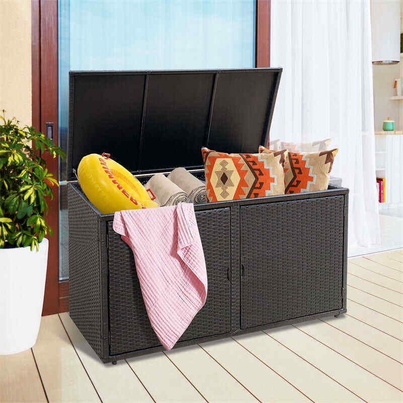 88 Gallon Rattan Deck Storage Box Patio Container