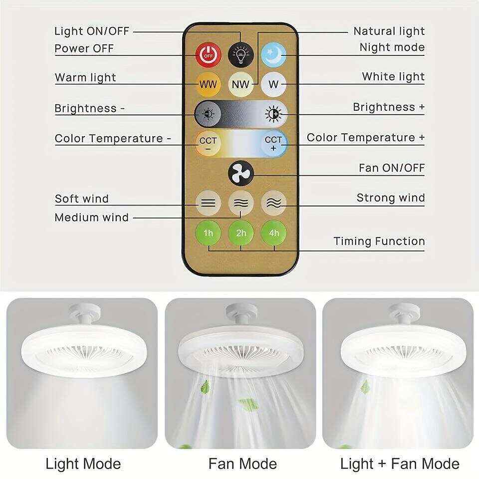 Fan Lamp E27 Screw Connection Fan Bedroom Lamp Household Stepless Integrated Fan Lamp