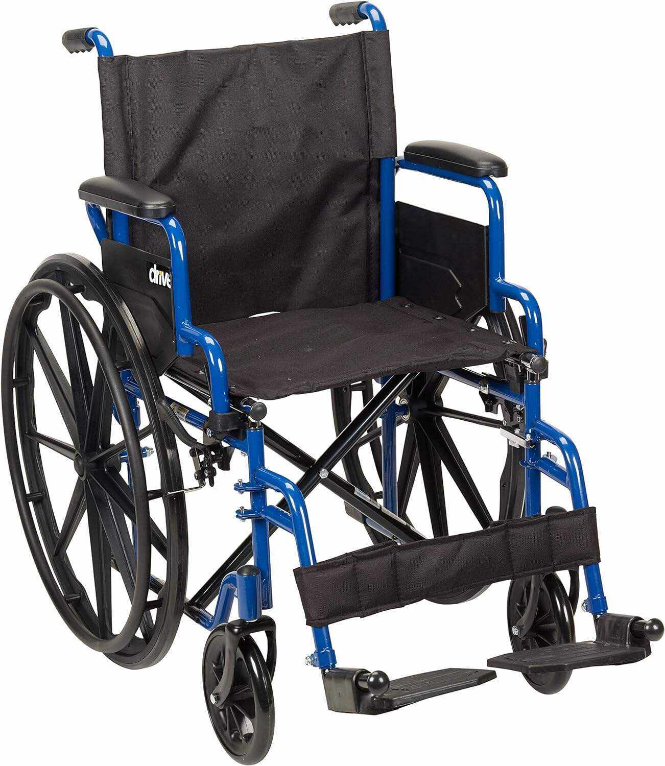 Drive Medical BLS18FBD-ELR Blue Streak Lightweight Wheelchair with Swing-Away Elevating Leg Rests and Flip-Back Arms