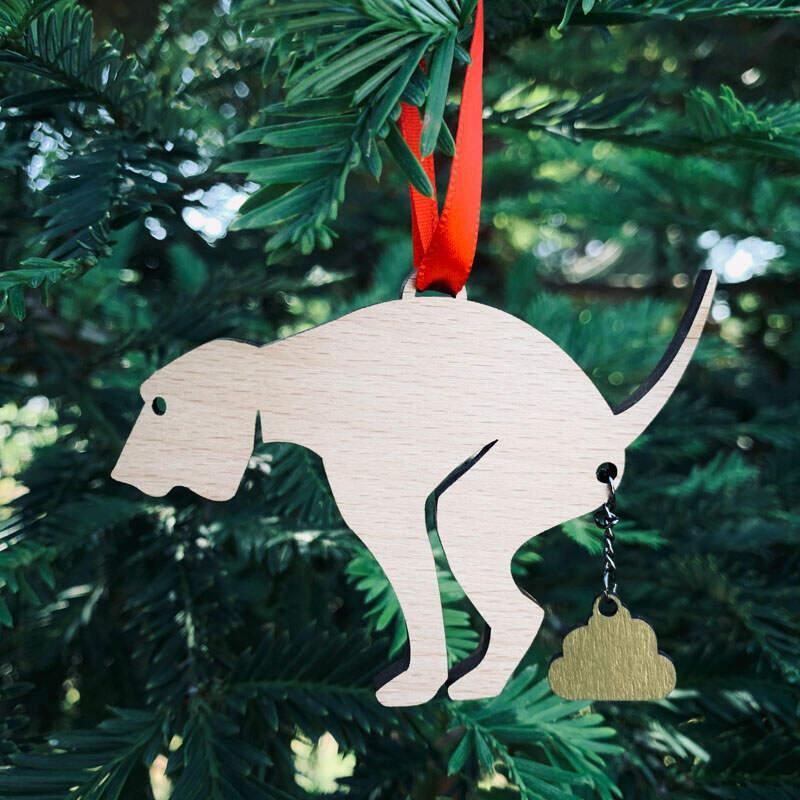 Poop Dog Merry Christmas Ornament