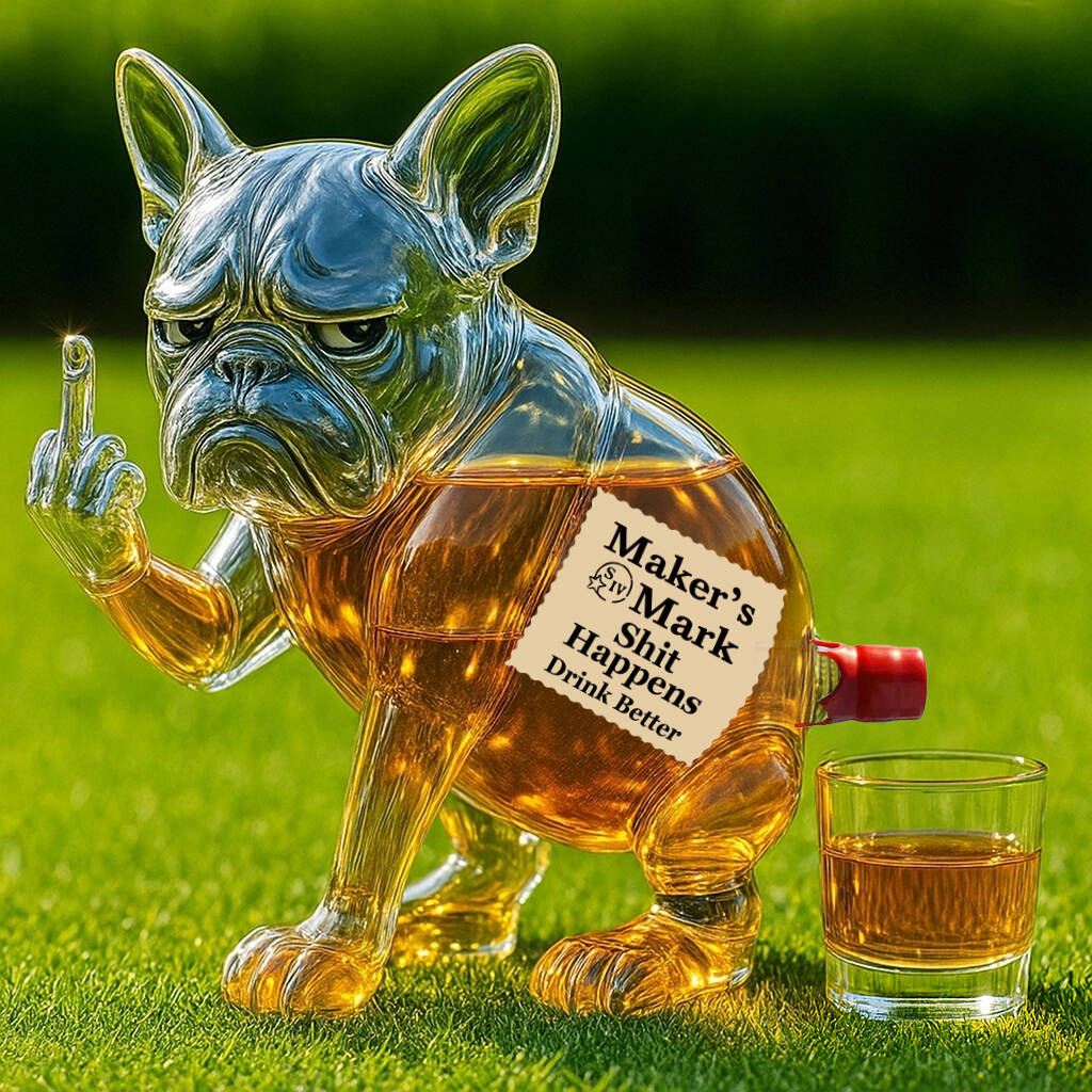 Funny French Bulldog Pooping Whiskey Bottle
