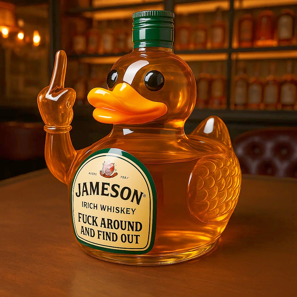 Swear Middle Finger Duck Whiskey Bottle