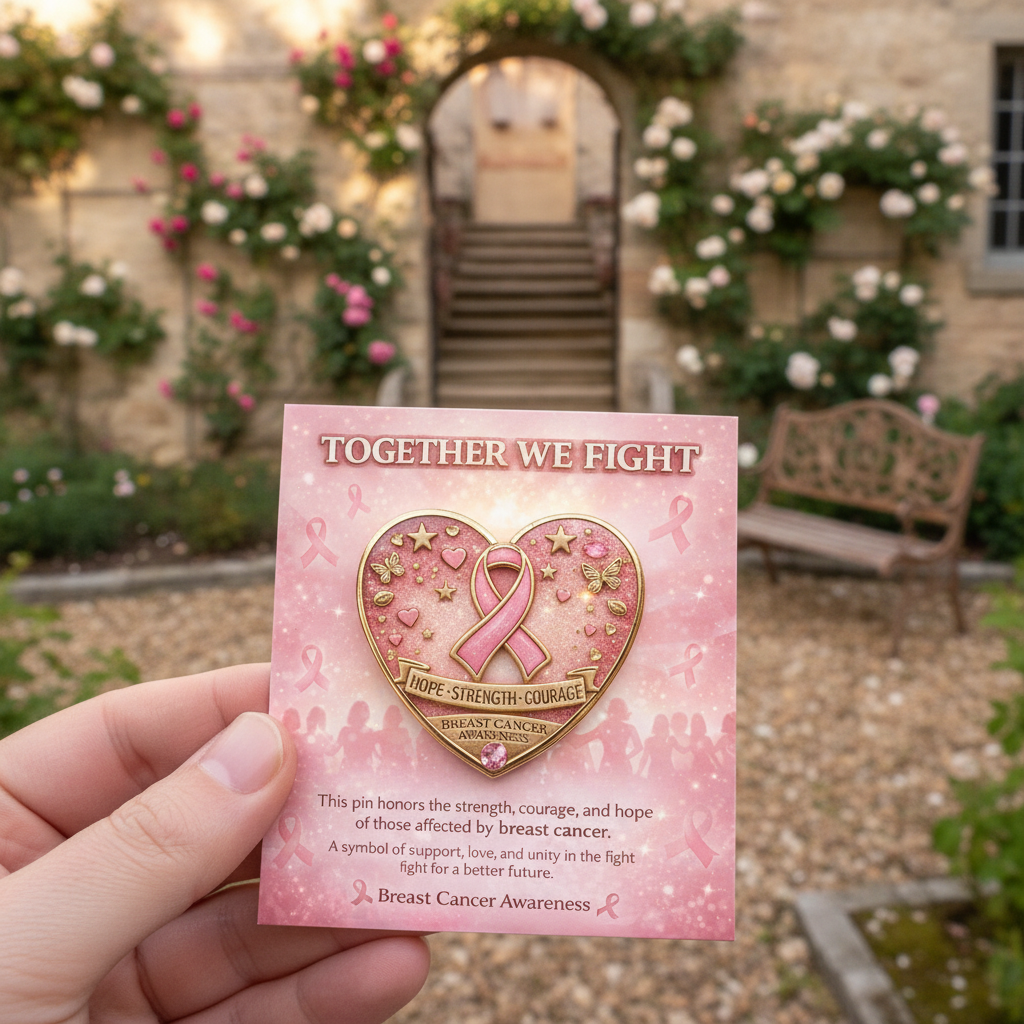 Breast Cancer Awareness – Hope Lives On Heart Badge Collectibles With Inspirational Gift Cards💌