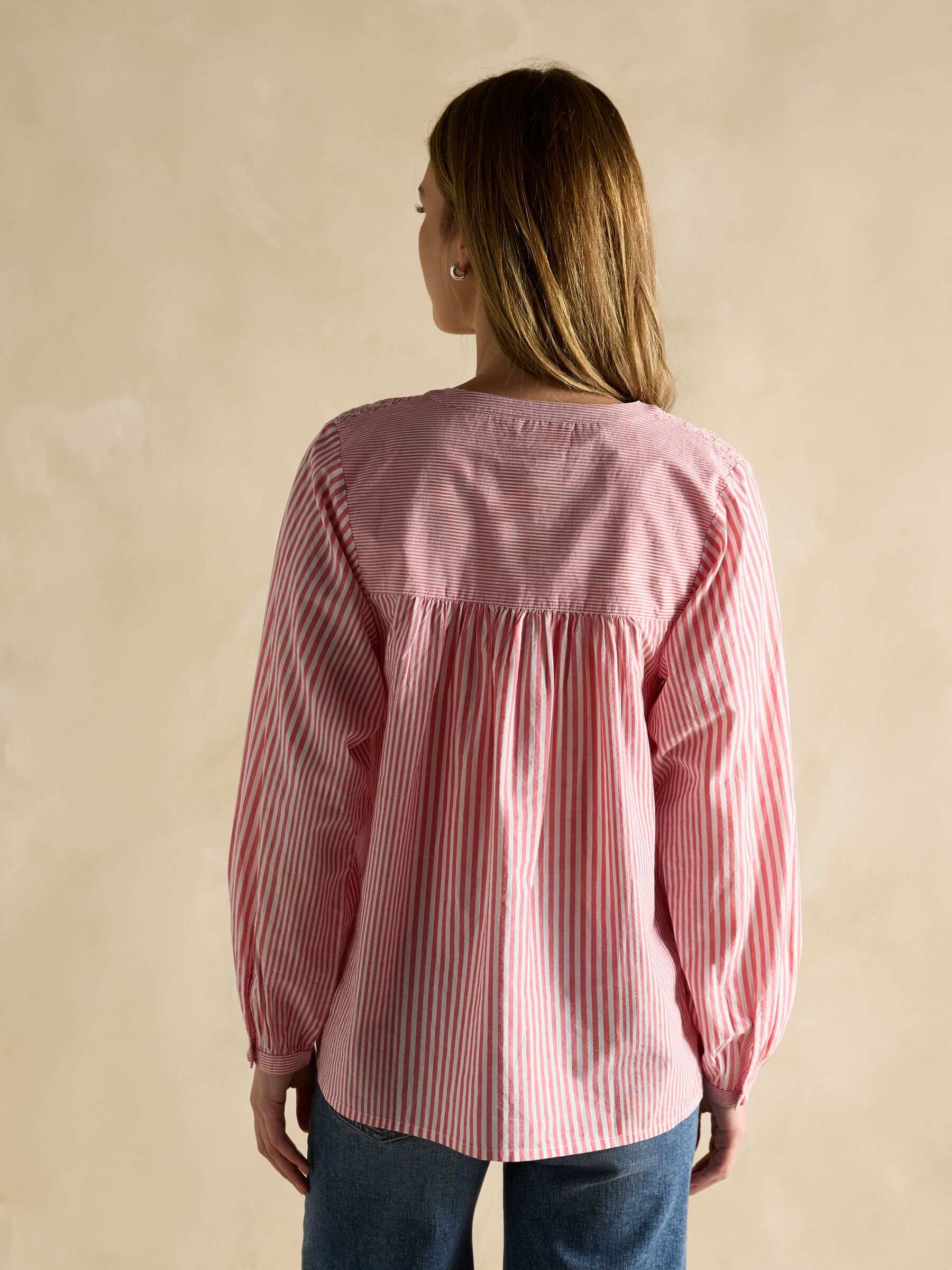 Amelie Red/White Embroidered Cotton Blouse