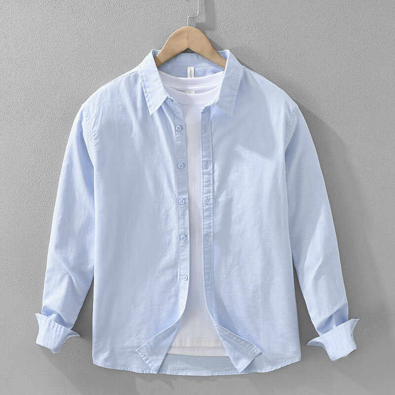 Men's Japanese Cotton Linen Long Sleeve Blouse Fashion All-matching