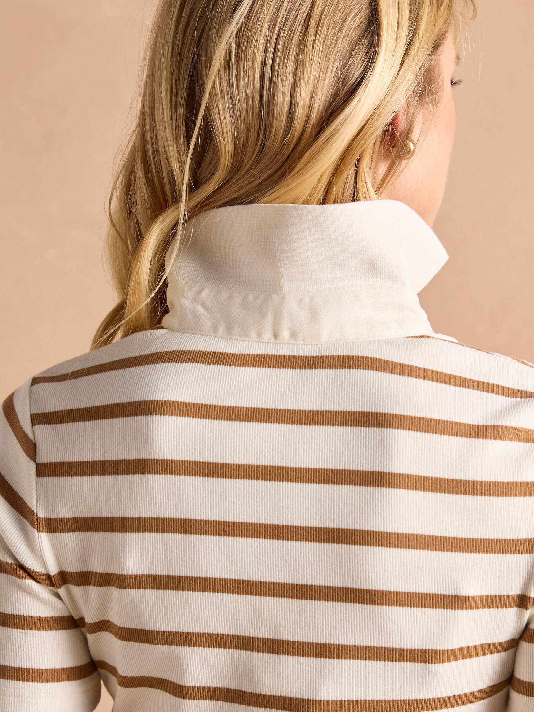 Fairfield Tan Short Sleeve Ribbed Polo Shirt