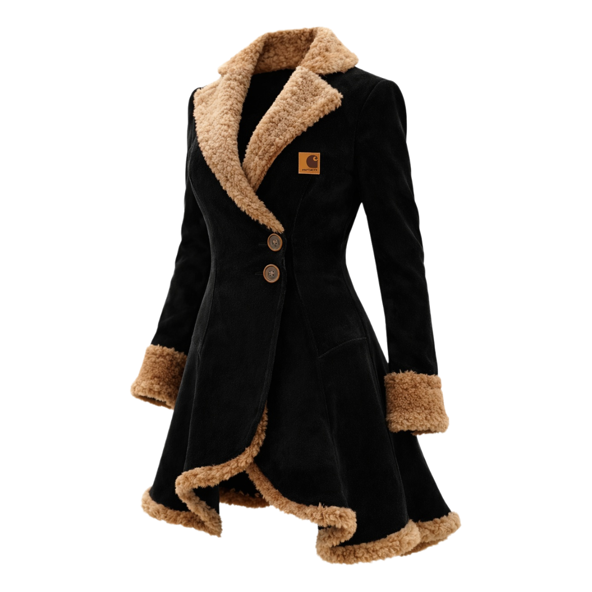 Women's Lambswool Lapel Mid-Length Jacket Top