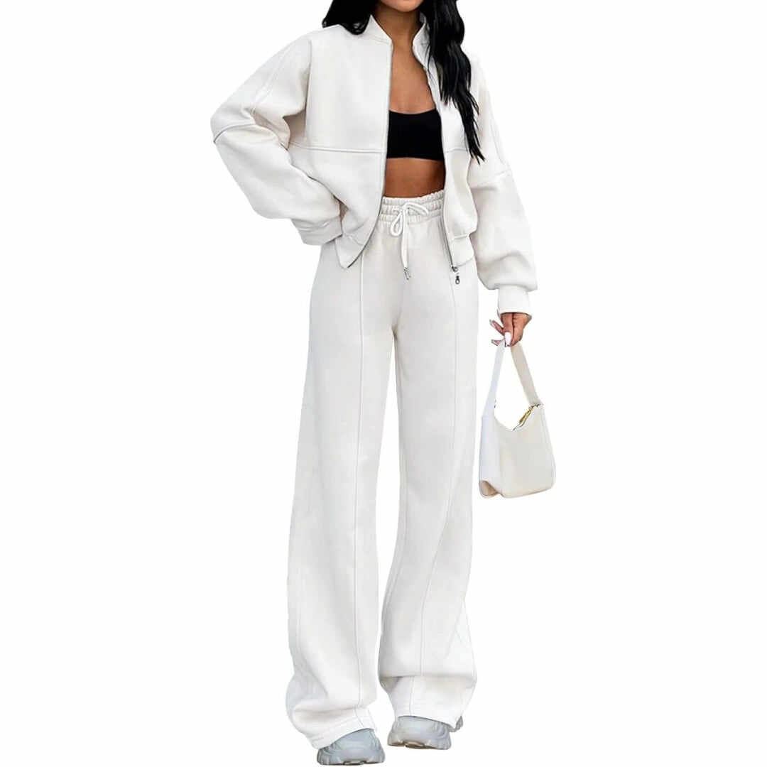 Spring Sale🔥Women's Fall 2 Piece Sweatsuits Set Long Sleeve Zip Up Sweatshirt Wide Leg Sweatpants Lounge Sets