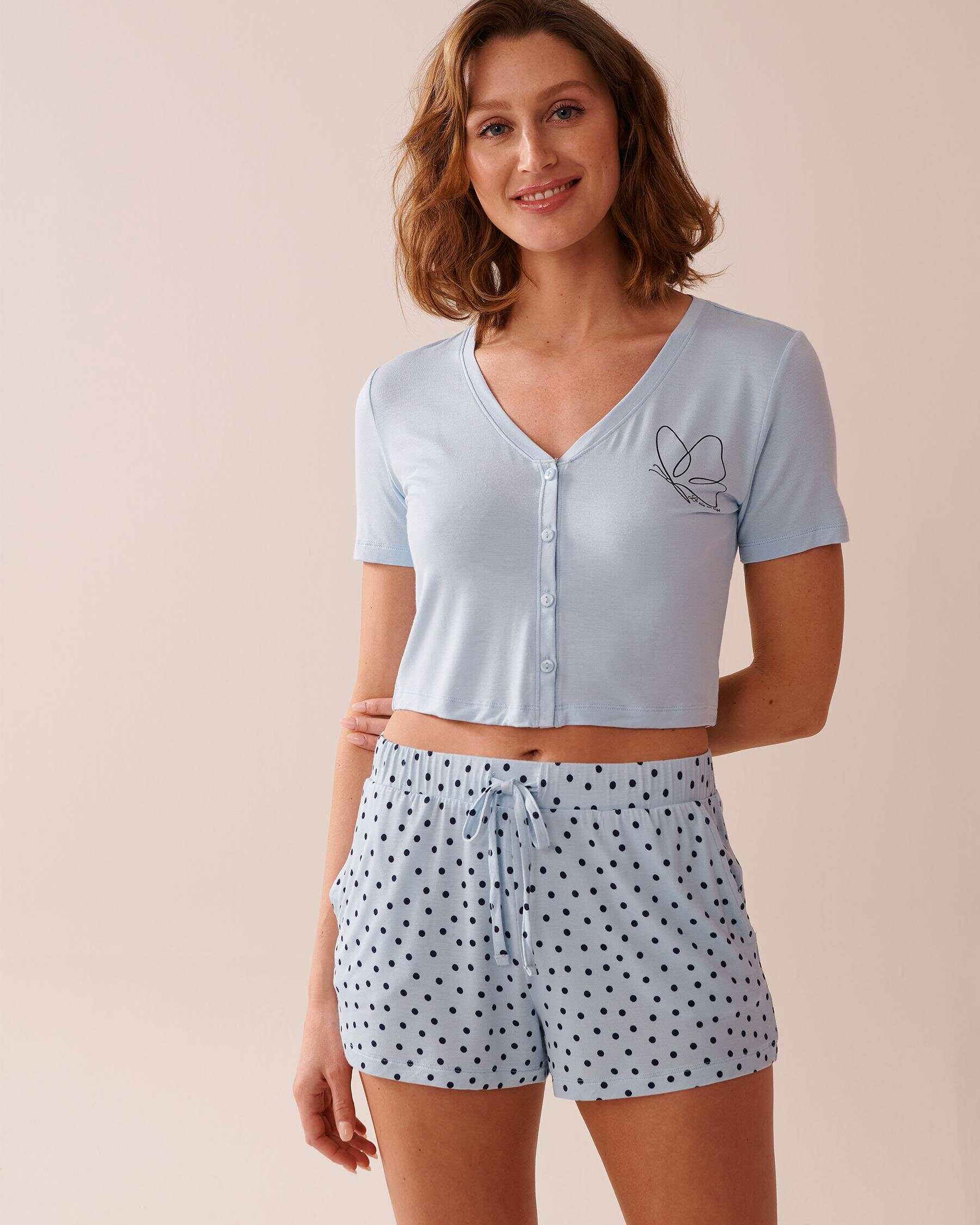 Butterfly Print Soft Jersey Crop T-shirt