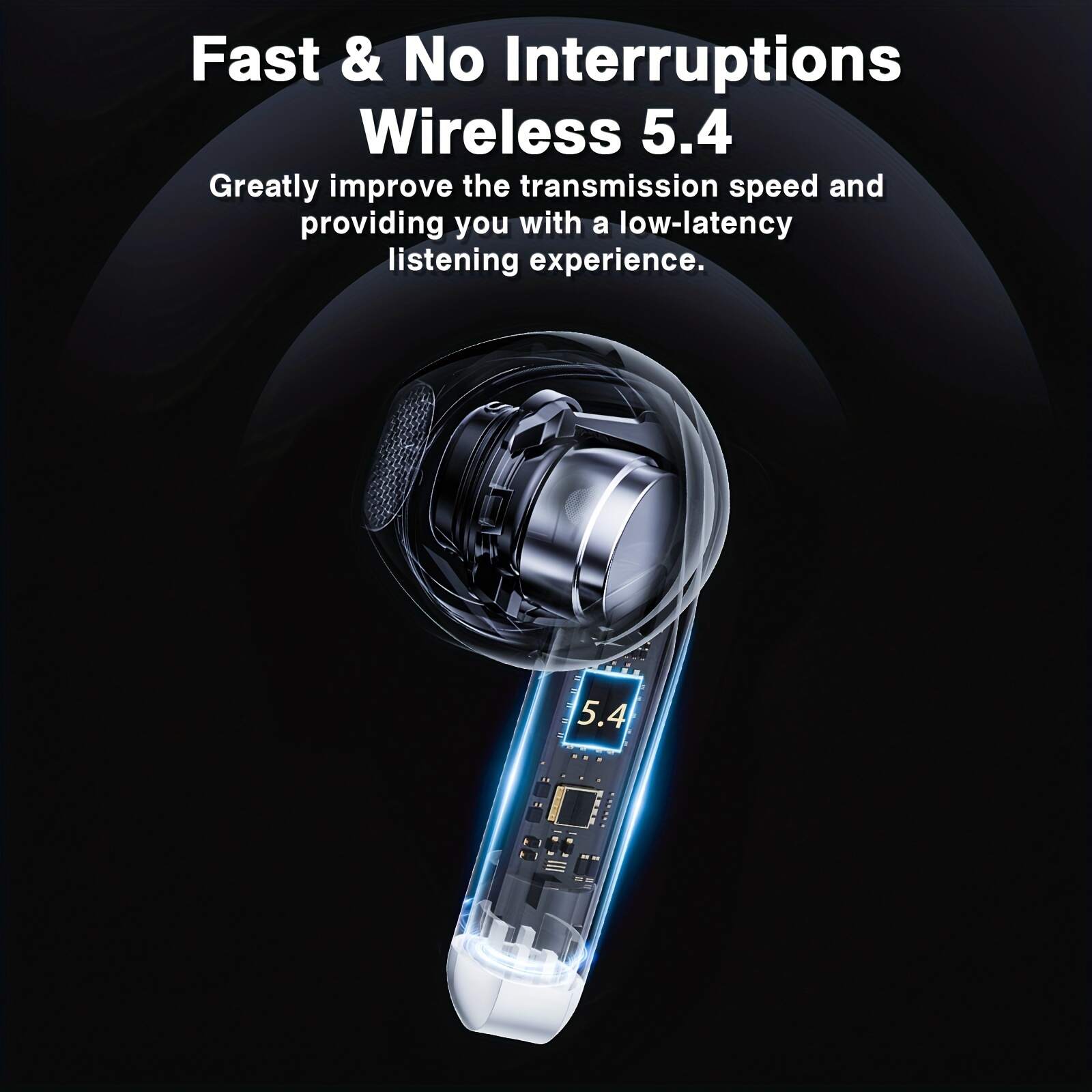 [Wireless Earbuds] 5.4 Wireless Earbuds | Wireless Earphones with Dual Mic, Noise Reduction, Automatic Identification Pairing and Long Standby Time