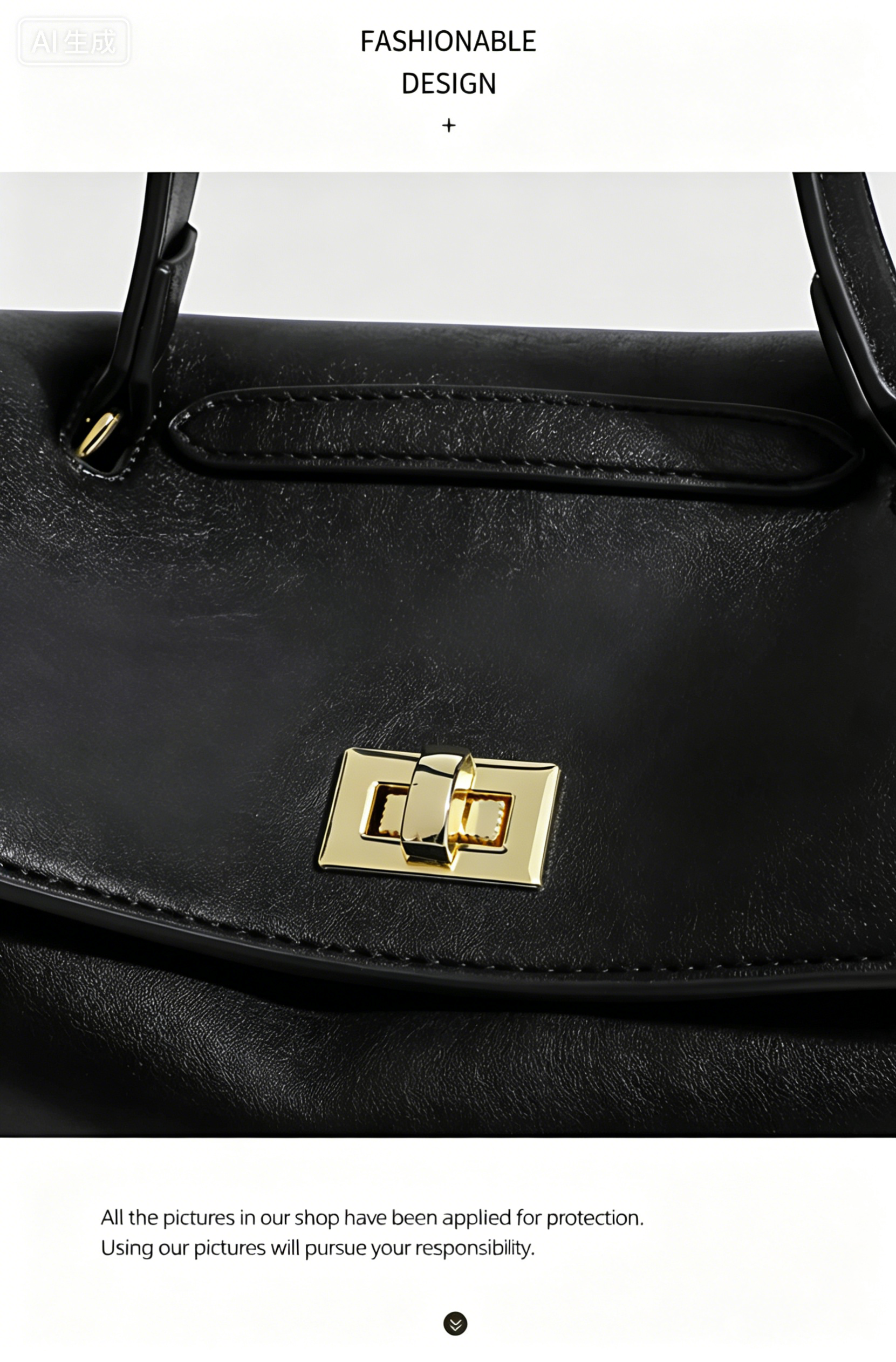 Fashionable women handbag with cowhide leather