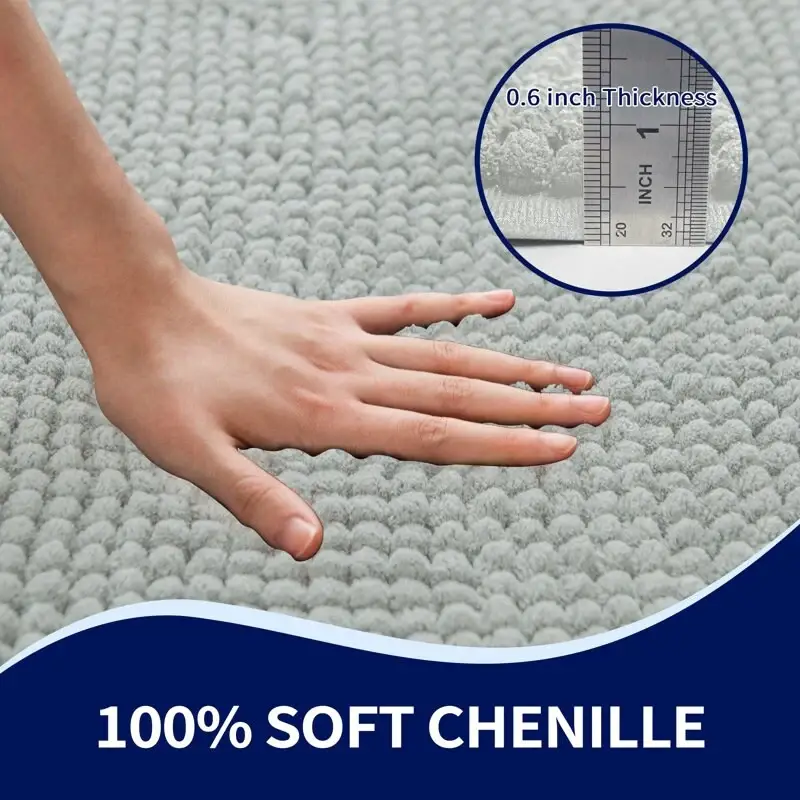 Subrtex Luxury Chenille Bath Rugs Soft Bathroom Mats