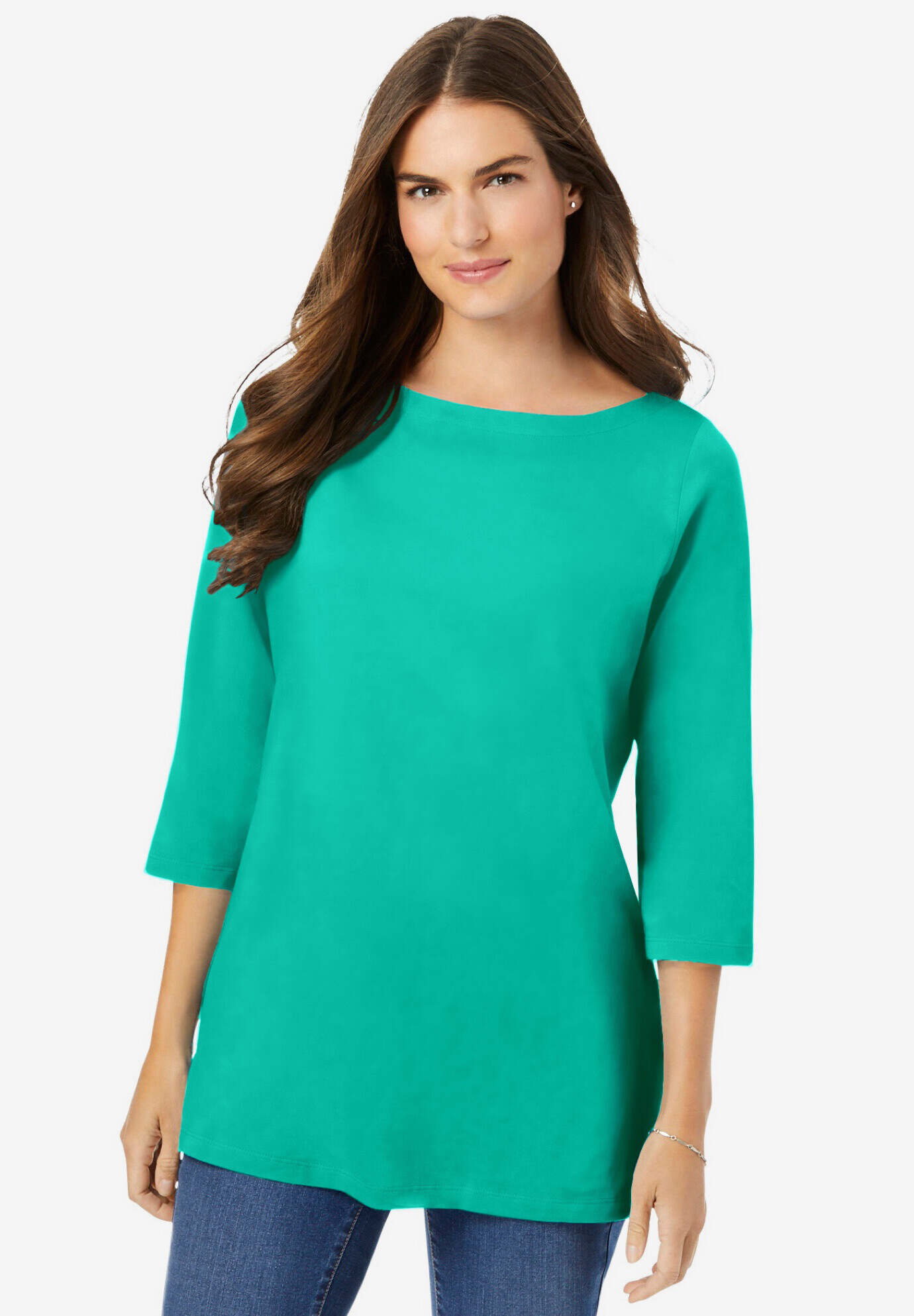 Perfect Three-Quarter Sleeve Boatneck Tee