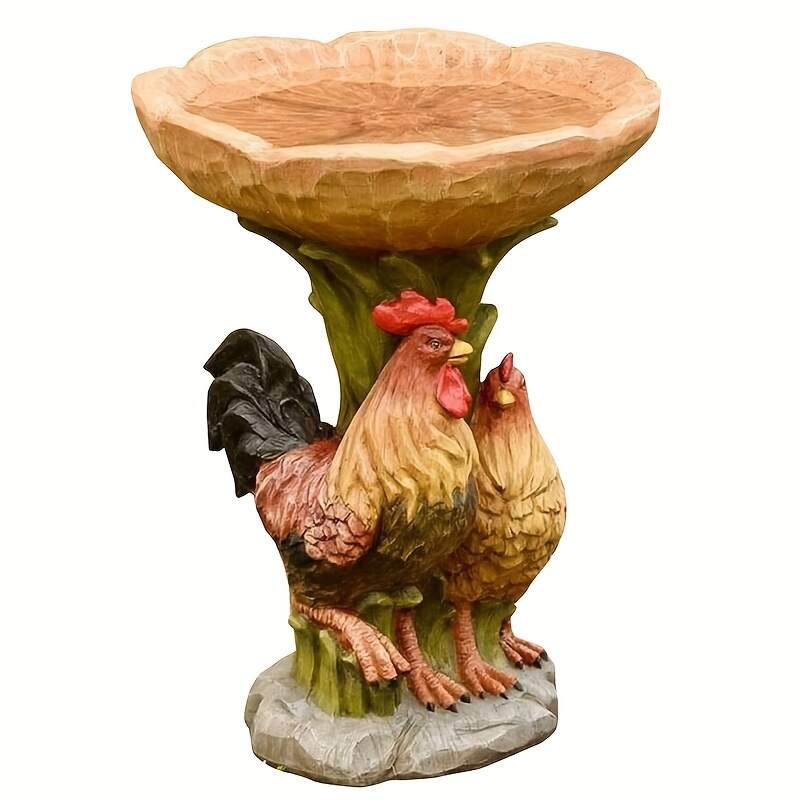 1pc Chicken Resin Statue Bird Feeder, Garden Yard Patio Lawn Outdoor Decoration Fairy Garden Accessories