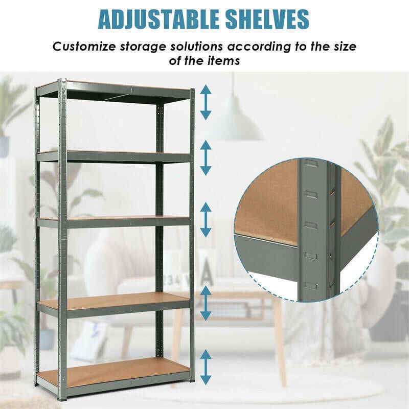 72 Inch 5-Shelf Steel Garage Storage Rack Display Stand with Adjustable Shelves