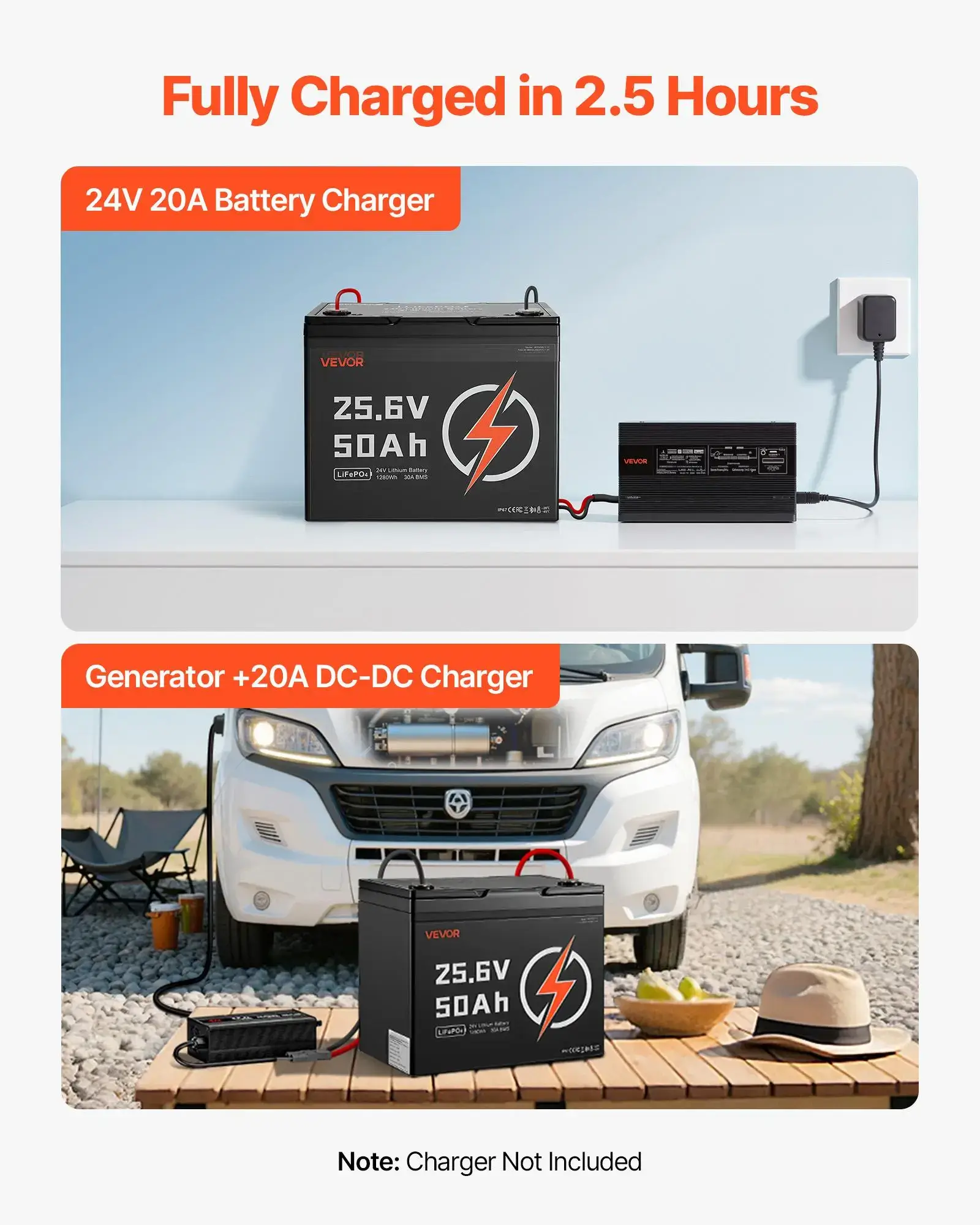 24V 50Ah LiFePO4 Lithium Battery, Bluetooth, Deep Cycle Lithium Rechargeable Battery, Built-in 30A BMS, Low Temp Protection, 4000+ Cycles, Max. 1280Wh, for RV, Camper, Trolling Motors, Marine