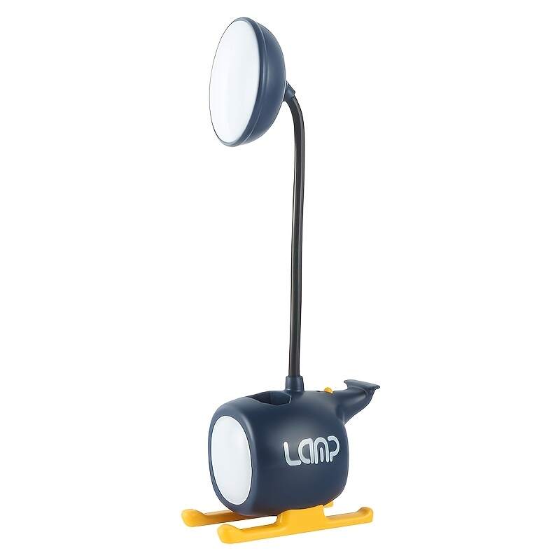 1pc Cartoon Helicopter Aircraft Usb Rechargeable Desk Lamp Eye Protection Lamp, Desk Writing Lamp, Reading Bedside Lamp
