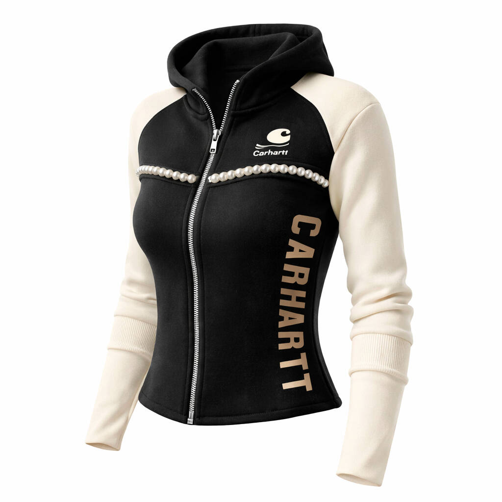 Pink Fleece Women's Hoodie & Sweatpants Set with Pearl Trim and Full Zip Design