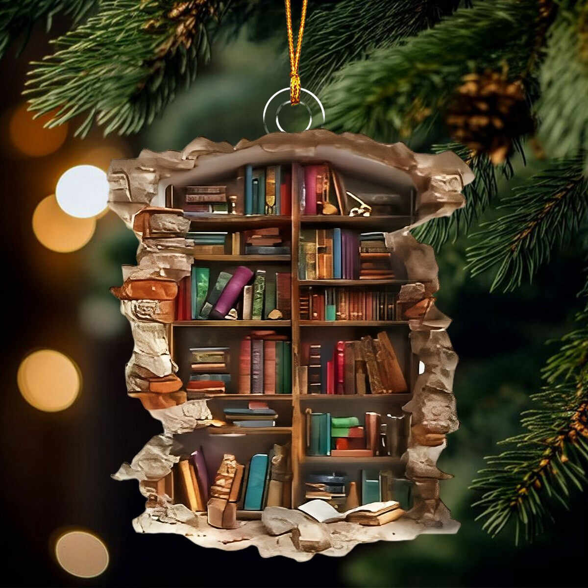 Bookshelf Christmas Ornament