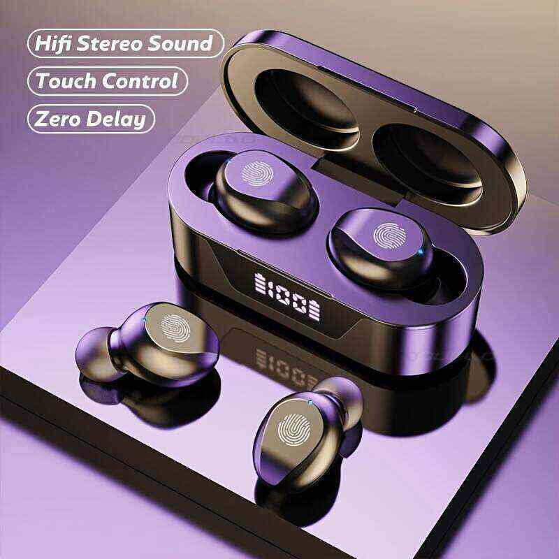 TWS Waterproof Headset Wireless Sport Headset , Mobile Phone Hi Fi Stereo Music With Microphone Noise Reduction Display For Moblie Phone.  Goodlooking Thoughtful Gift For Men/Women/ Girlfriend/Boyfriend/Friend/Birthday Gift