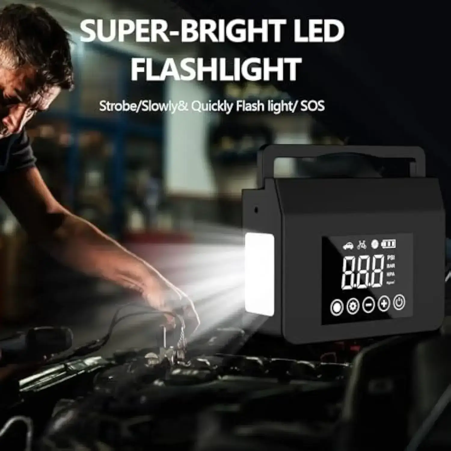 4000A Automotive Car Jump Starter with 150PSI Air Pump, 15000mAh Power Bank - 4-in-1 Vehicle Truck Emergency Tools and Gadgets Car Interior