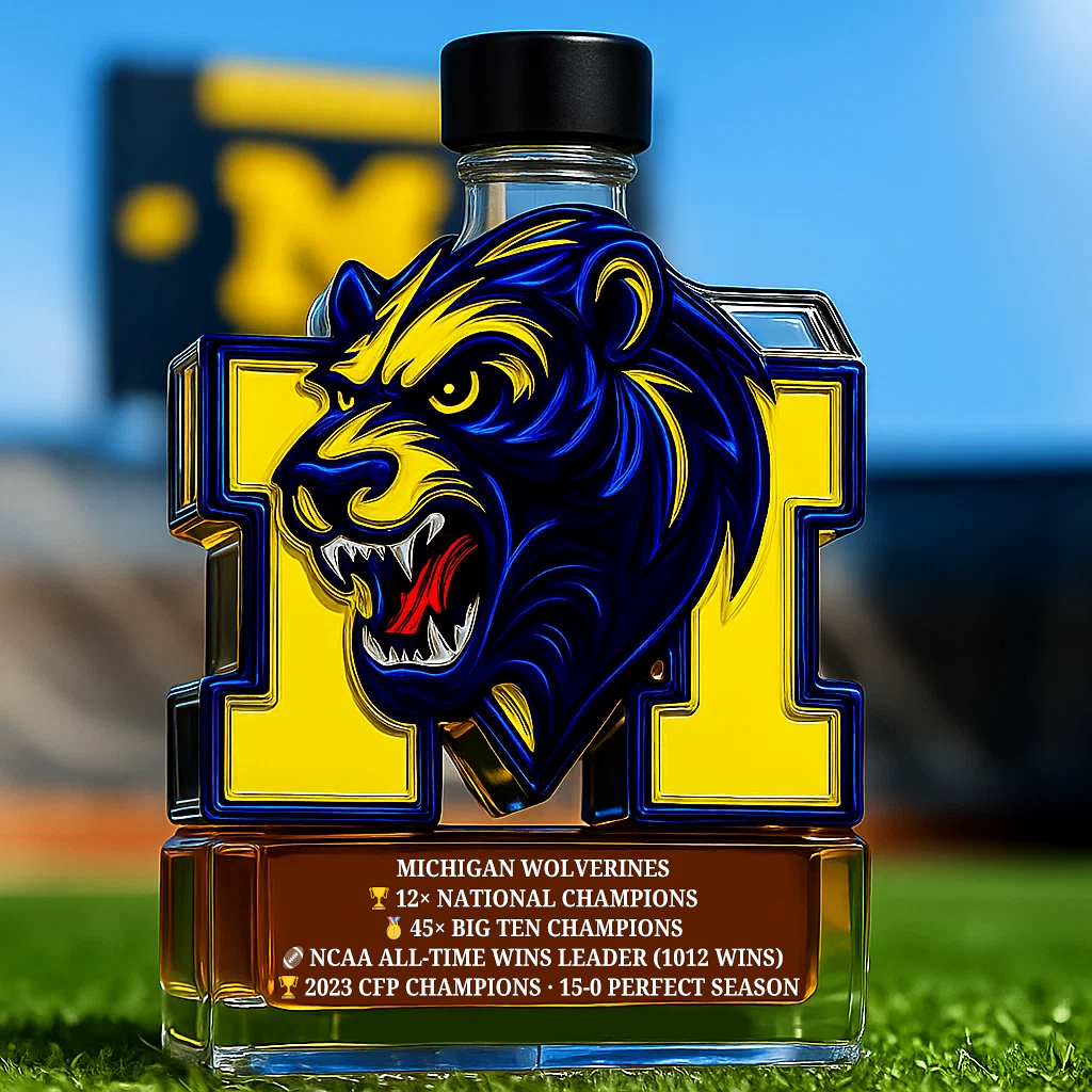 University of Michigan Michigan Wolverines Whiskey Bottle
