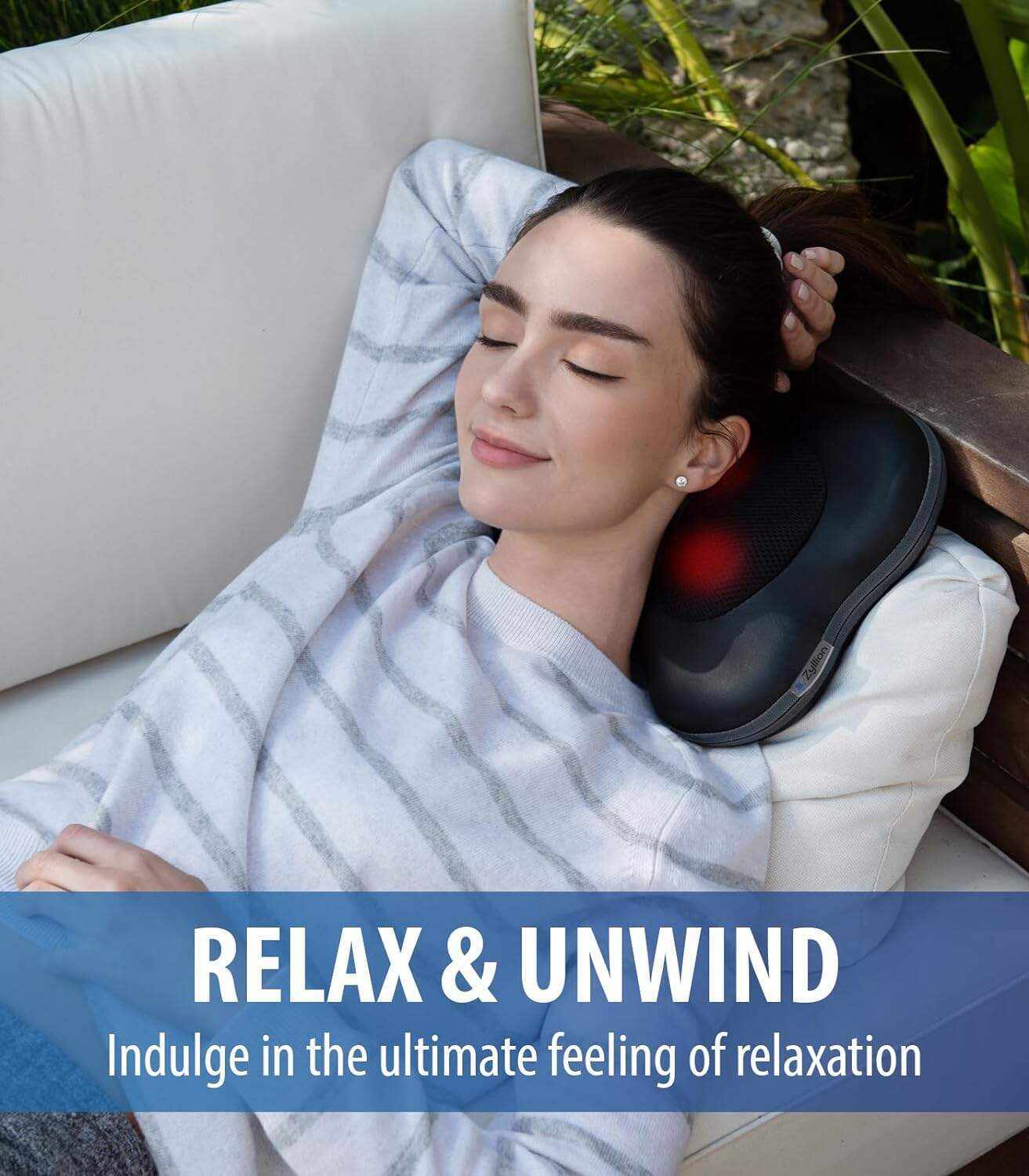 Zyllion Back and Neck Massager with Heat - 3D Deep Tissue Shiatsu Massage Pillow for Chair, Car and Muscle Pain on Whole Body: Shoulders, Calf, Foot, Legs, Arms (NOT Cordless) - Black (ZMA-13-BK)
