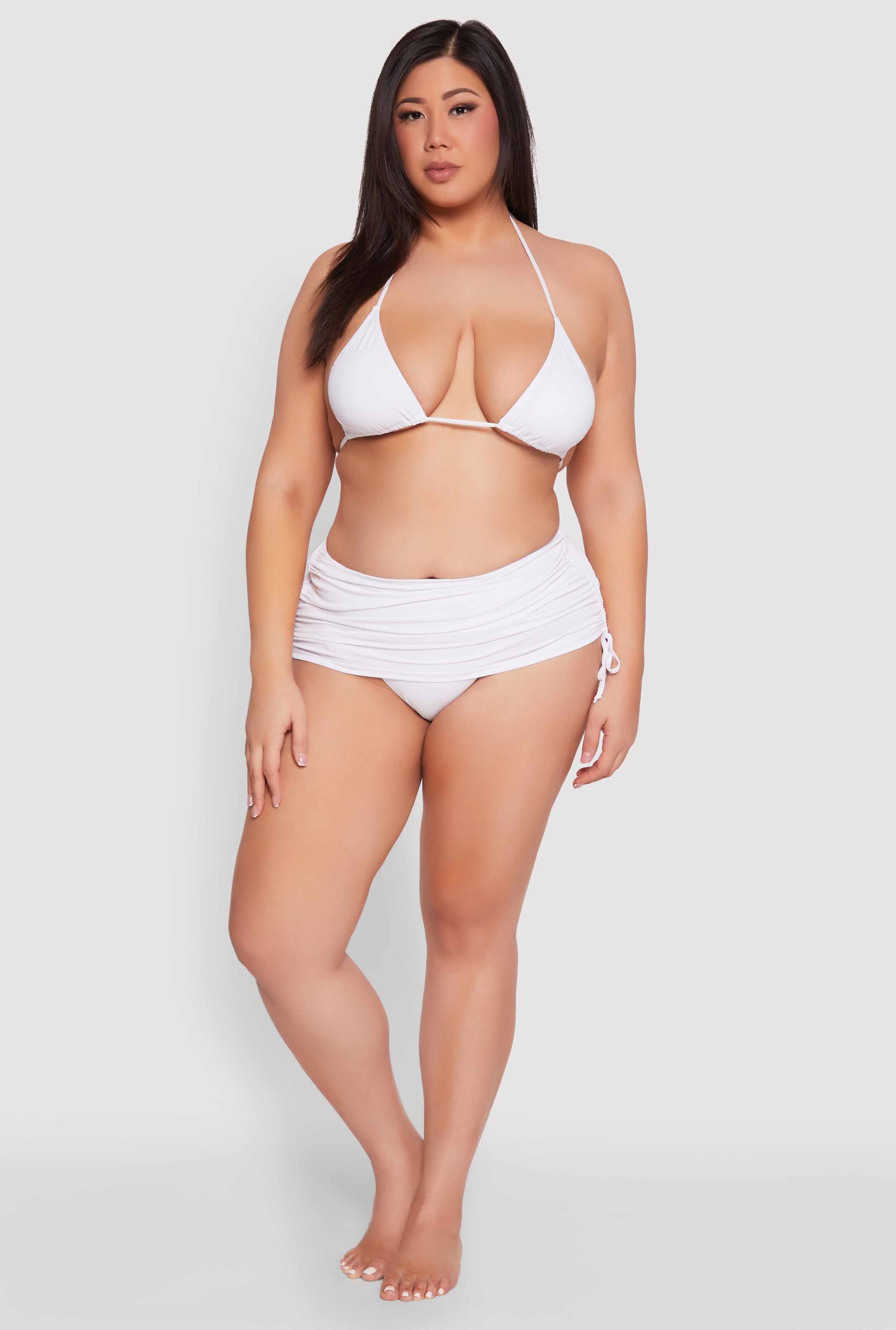 Plus Size Side Drawstring Swim Skirt