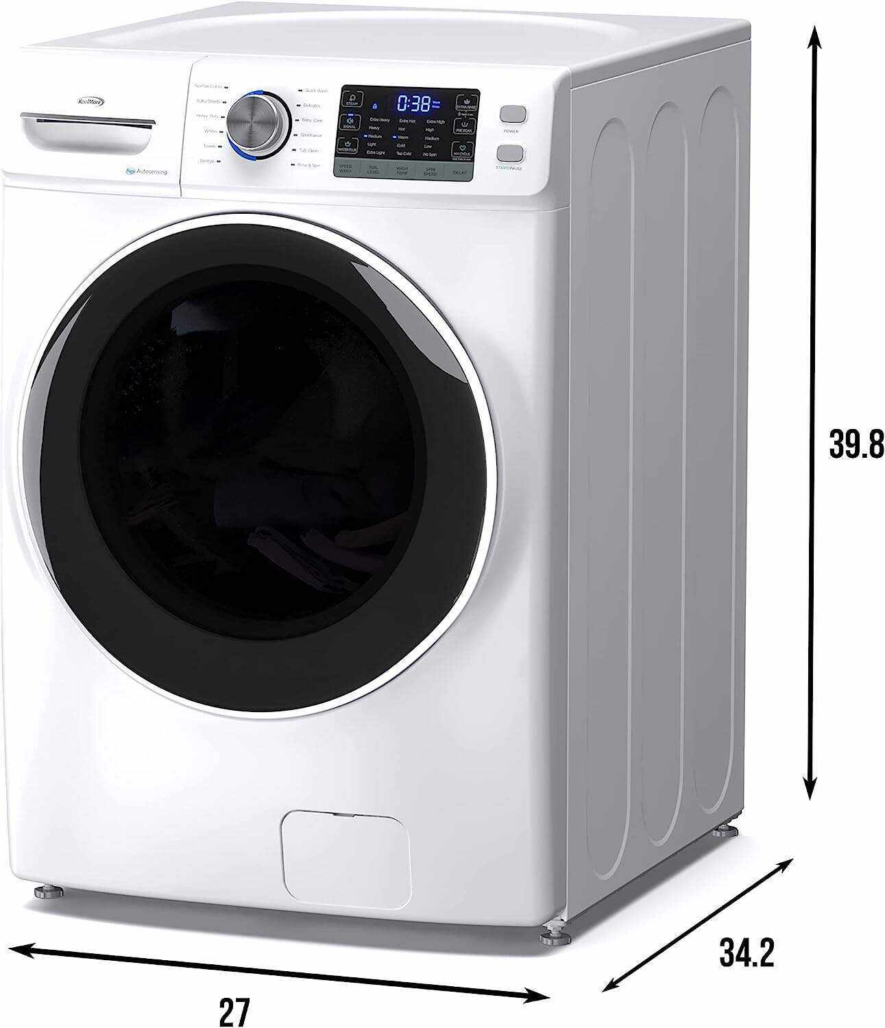 Front Load Machine, 2.7 Cu. Ft, Space Saving Unit with 20-Minute Quick, 12 Washing Cycles, Quiet Inverter Motor [120V], Medium (24