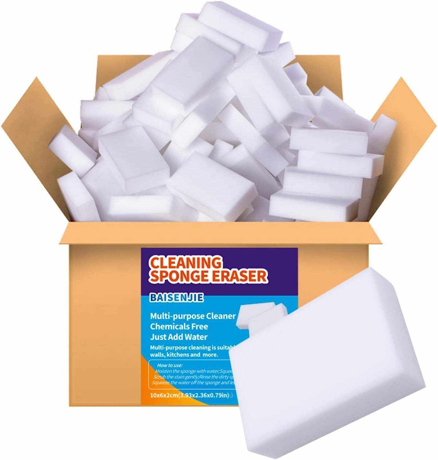 Melamine Sponge,100 Pack Magic Sponges Eraser Foam Cleaning Pads,Multi-Functional Household Cleaning Kitchen Dish Sponge for Furniture,Bathroom,Bathtub, Sink,Floor, Baseboard, Wall Cleaner