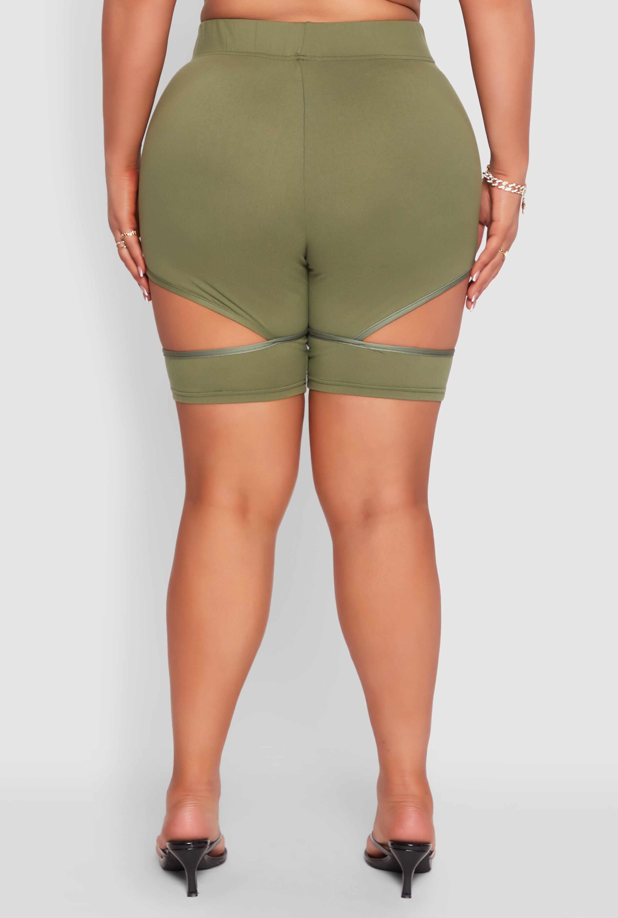 Plus Size Butterfly Cut Out Biker Shorts