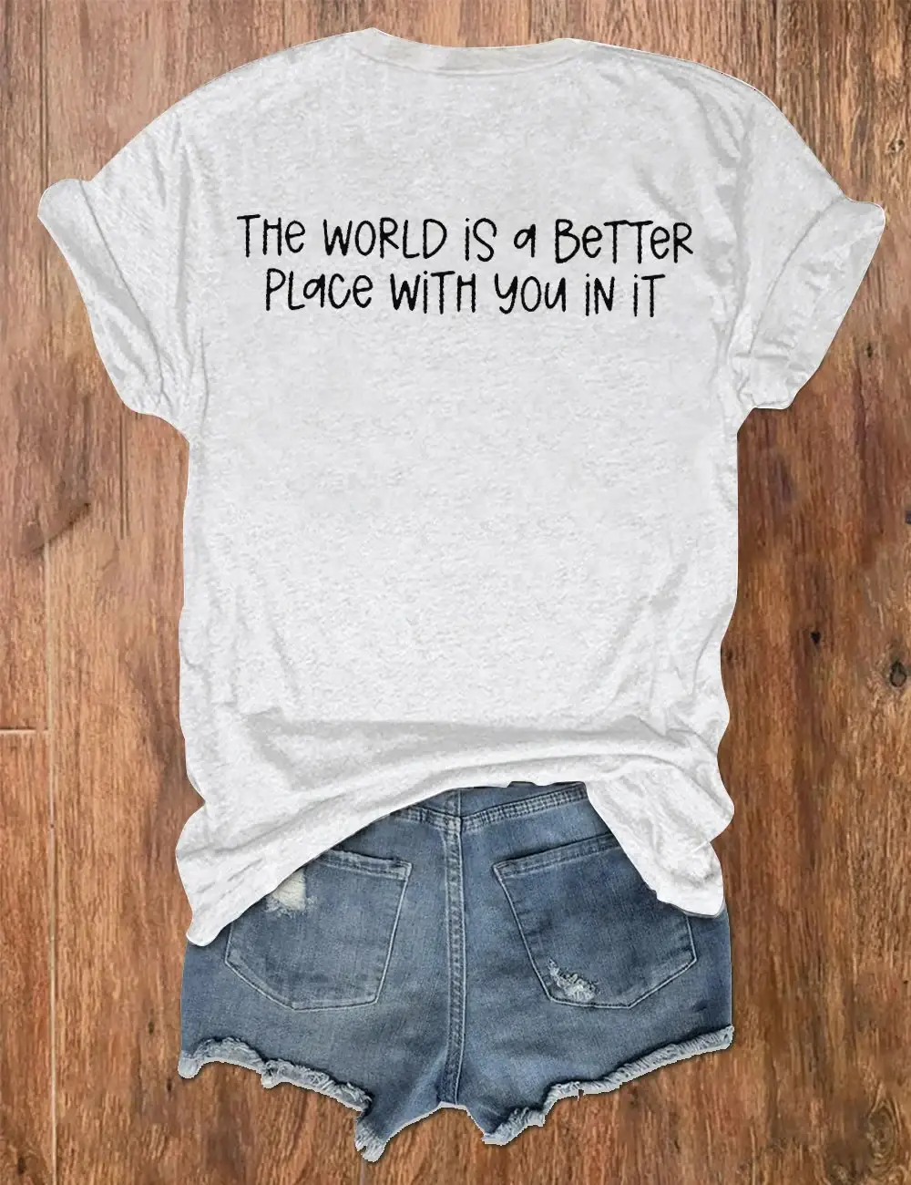 Women's Stay The World Is Better With You In It Suicide Awareness Print V-Neck T-Shirt