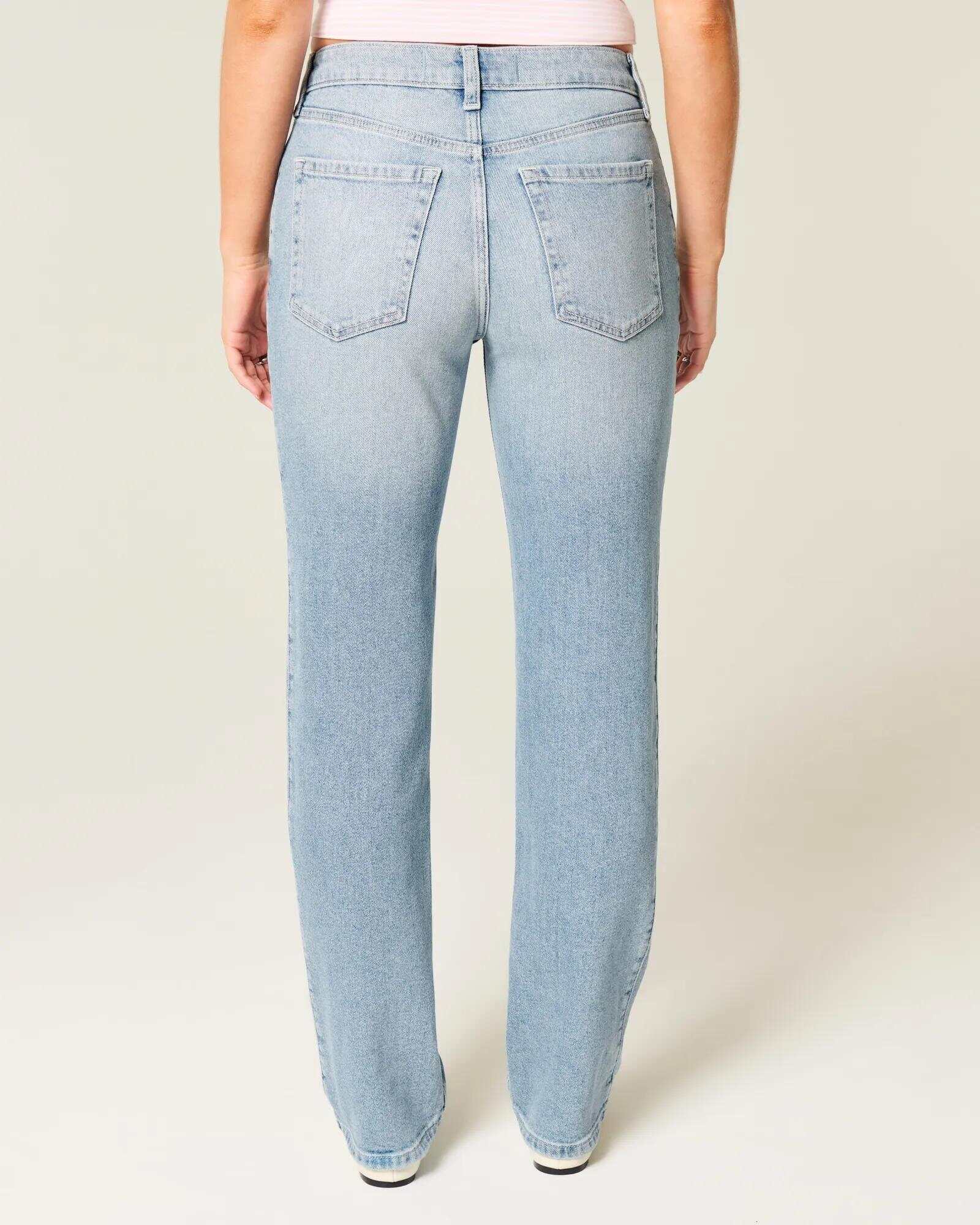 High-Rise Washed Black Straight Jeans