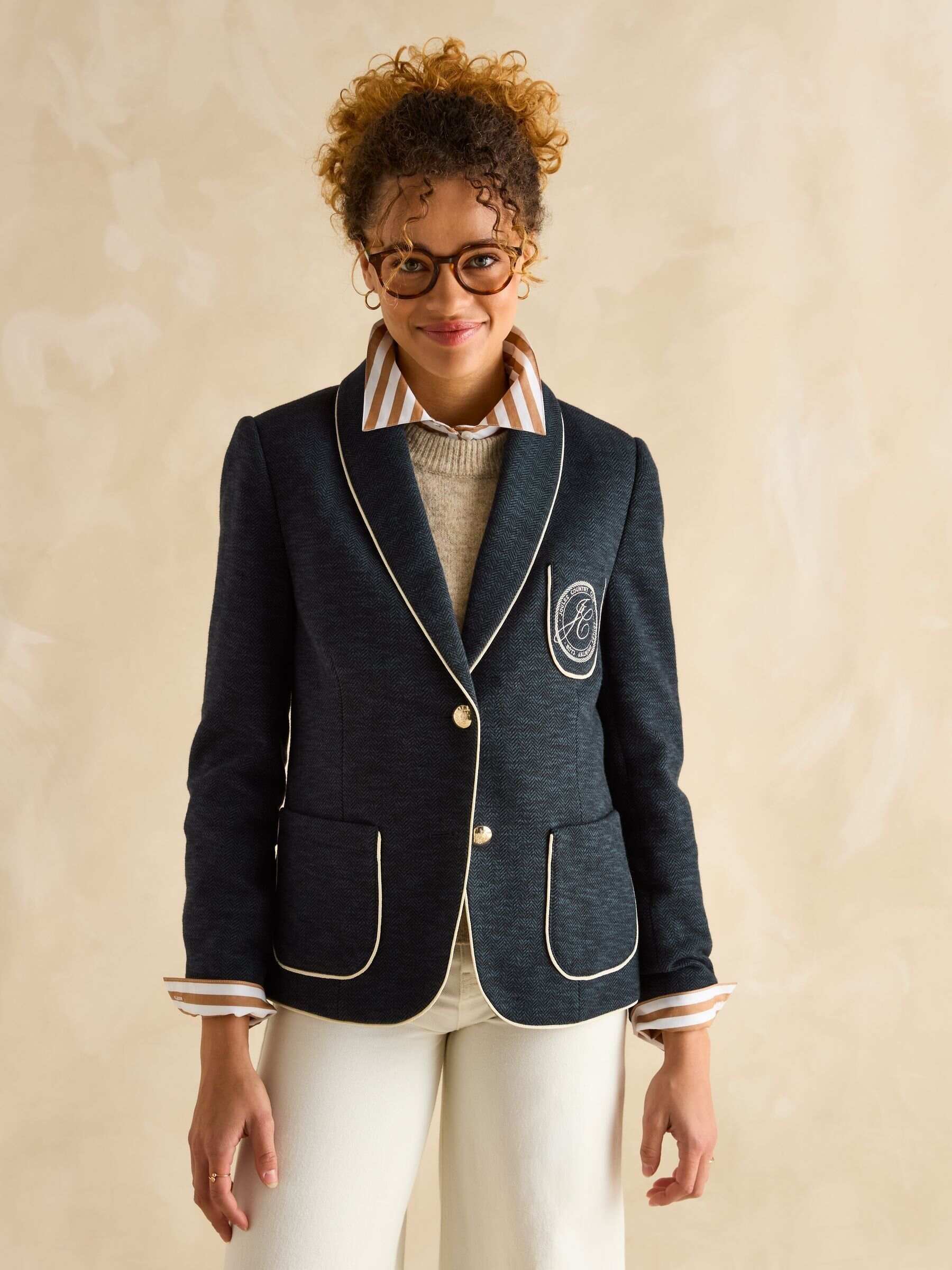 Hartley Navy Blue Shawl Collar Blazer