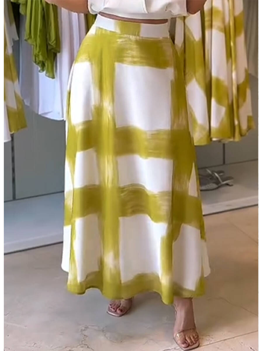 🔥Summer Arrivals🌟Women's Brushstroke Print Cotton and Linen Skirt