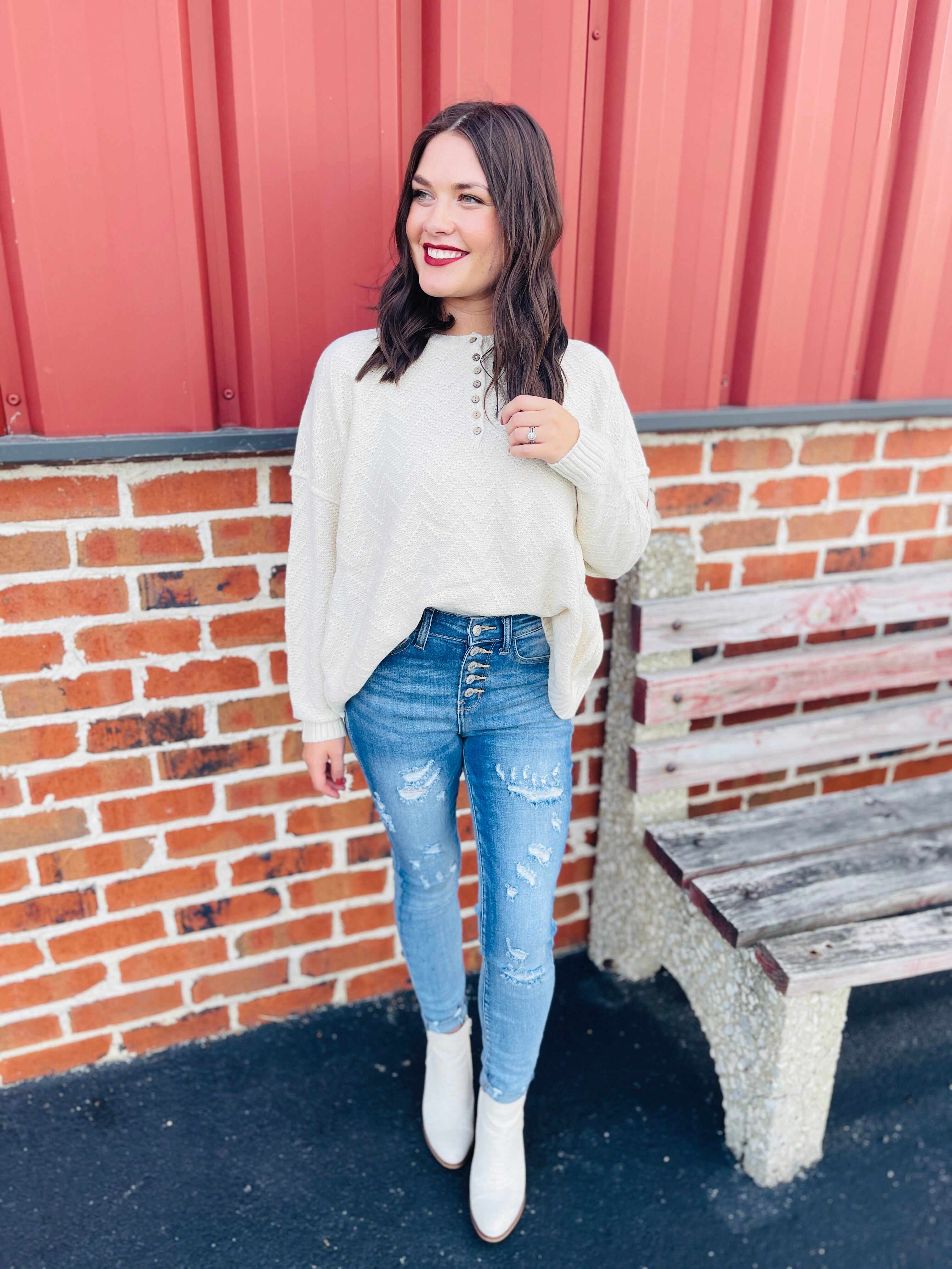 RESTOCK! PLUS/REG Cute As A Button Fly Skinny Jeans