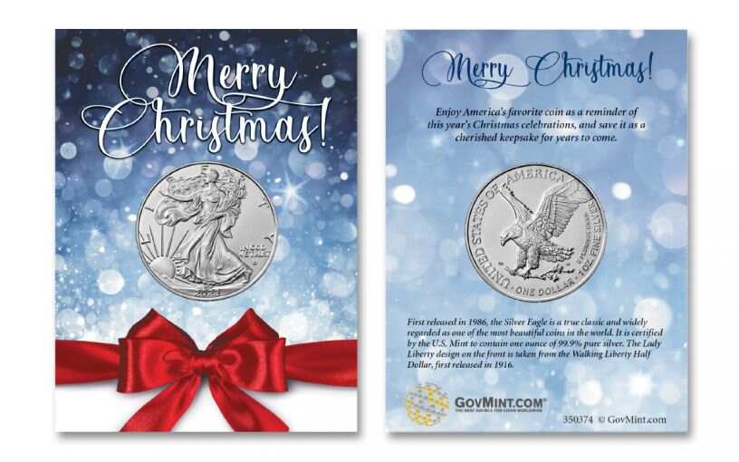 2023 $1 1-oz American Silver Eagle BU Merry Christmas Card